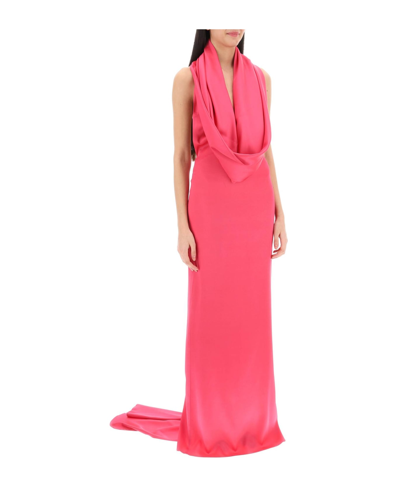 Giuseppe di Morabito Maxi Gown With Built-in Hood - PINK (Fuchsia)
