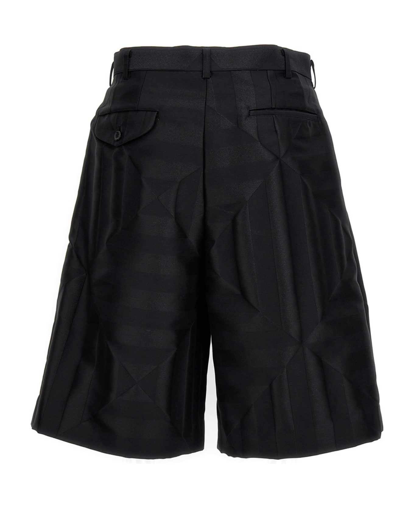 Comme Des Garçons Homme Plus Double Pin Tuck Bermuda Shorts - Black   ショートパンツ