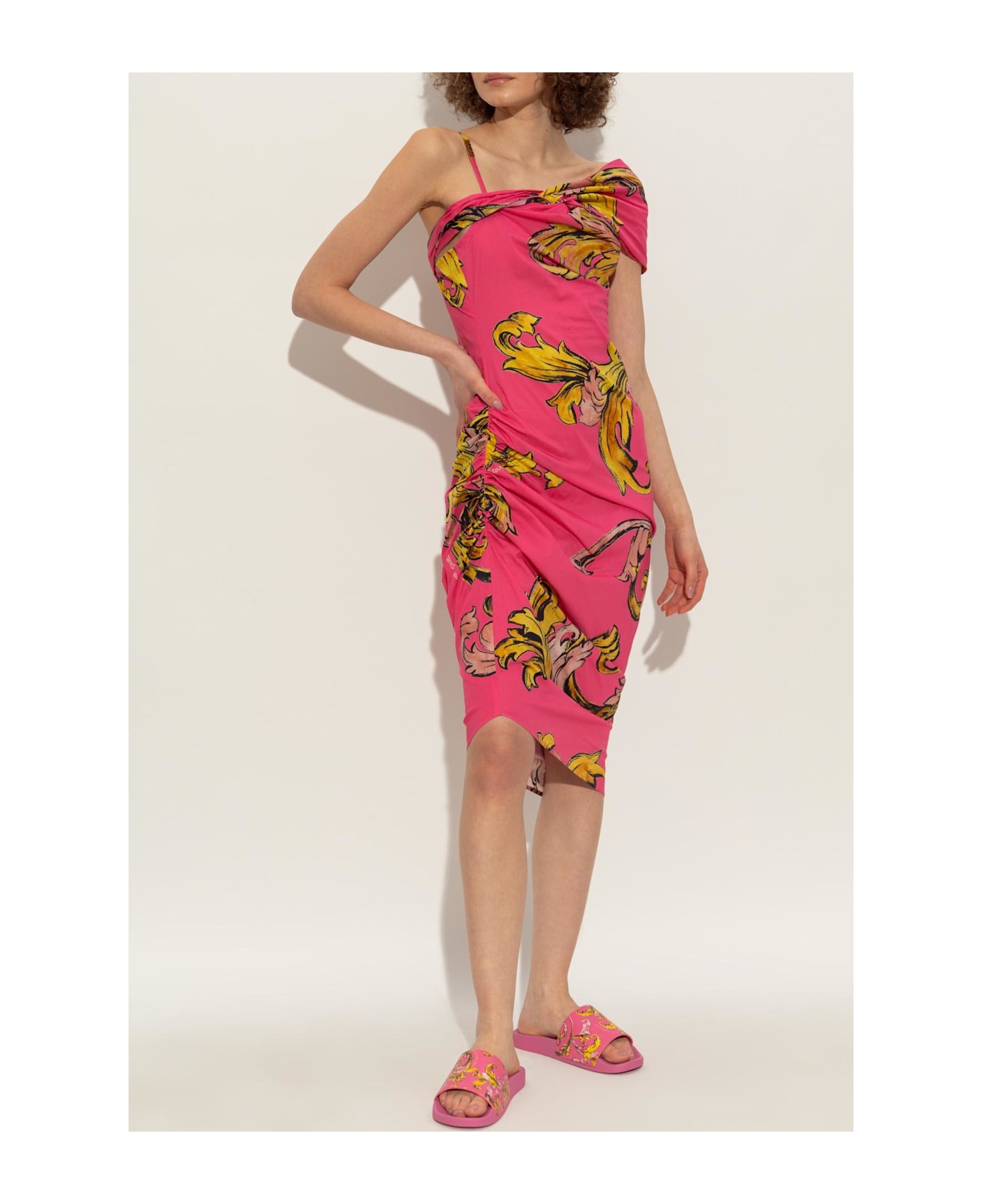 Versace Jeans Couture Rubber Slides With Print - PINK