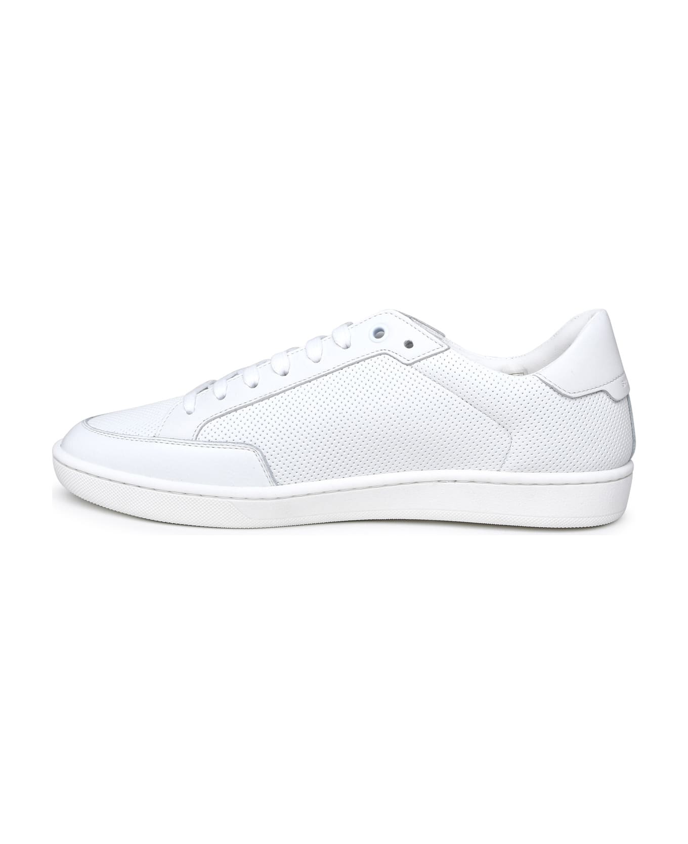 Saint Laurent Court Sneakers In White Leather - Bianco