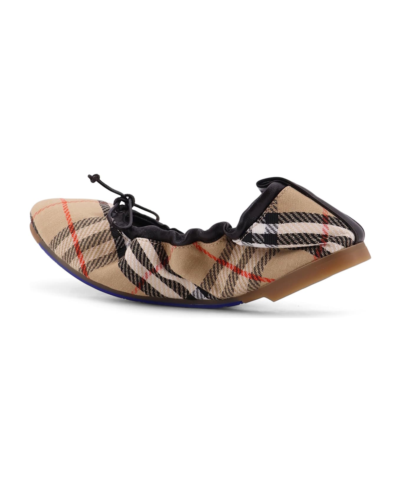 Burberry Fawn Ballerinas With Traditional Check Motif - SAND IP CHECK