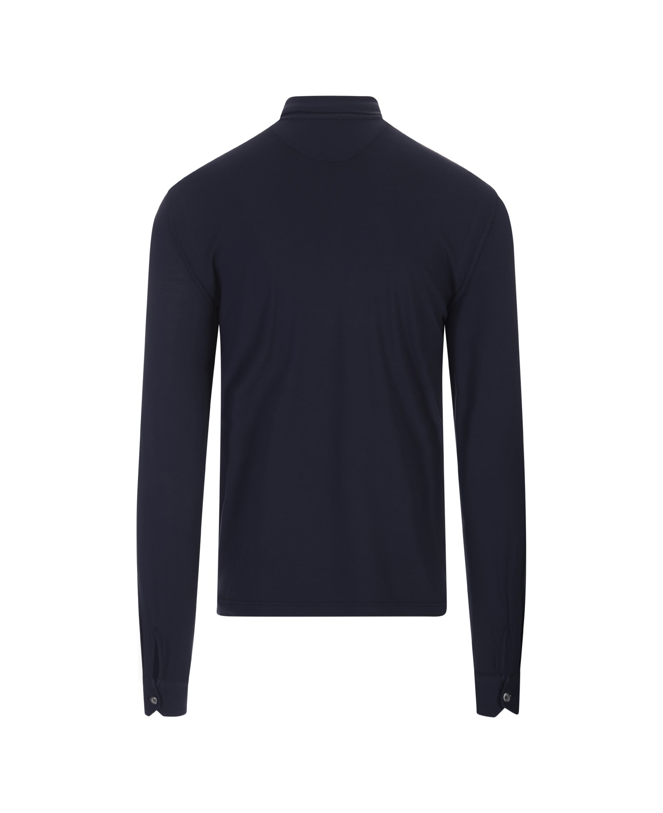 Fedeli Night Blue Long Sleeve Polo Shirt - Blue ポロシャツ
