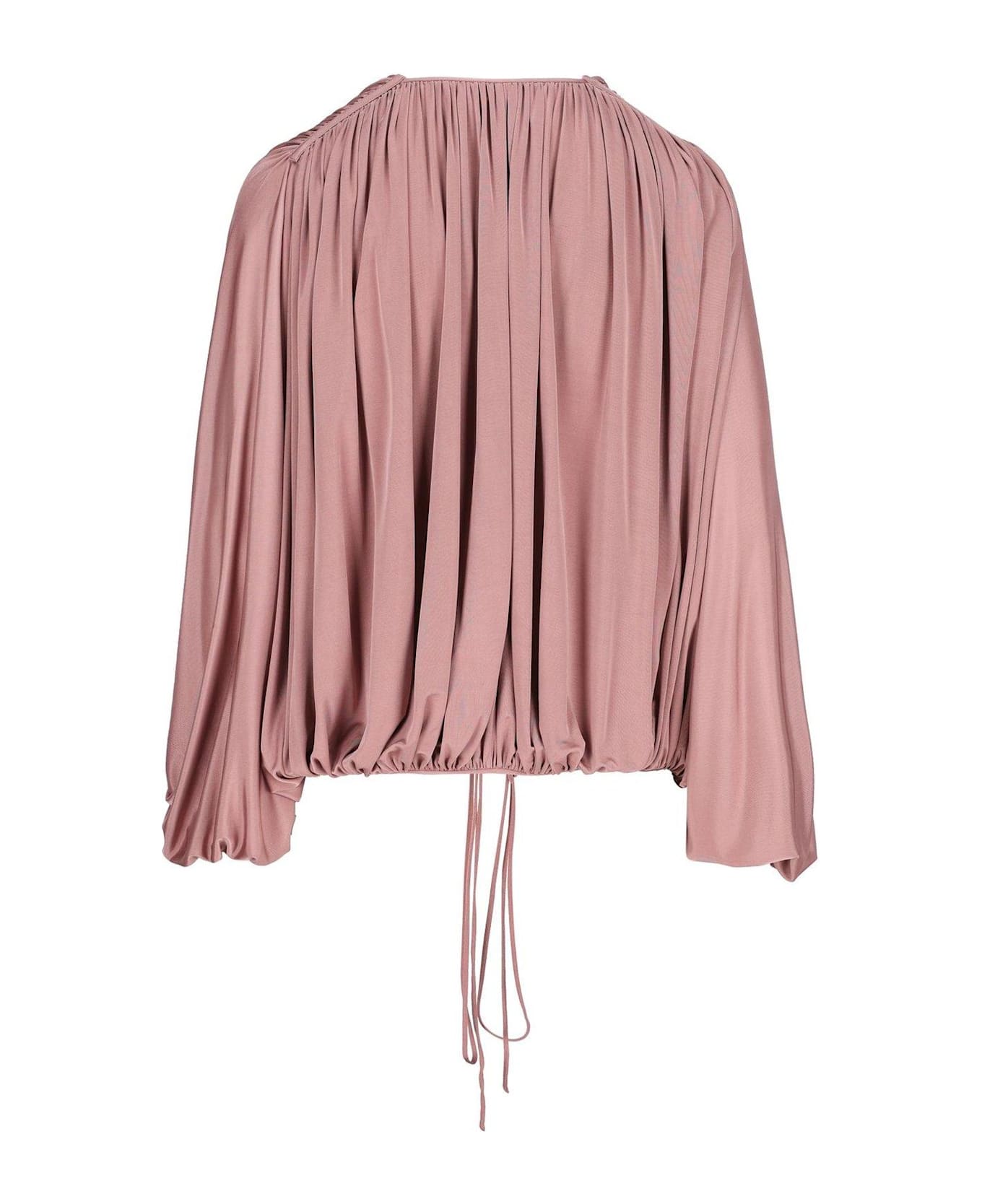 Saint Laurent Gathered Drawstring Blouse - PINK