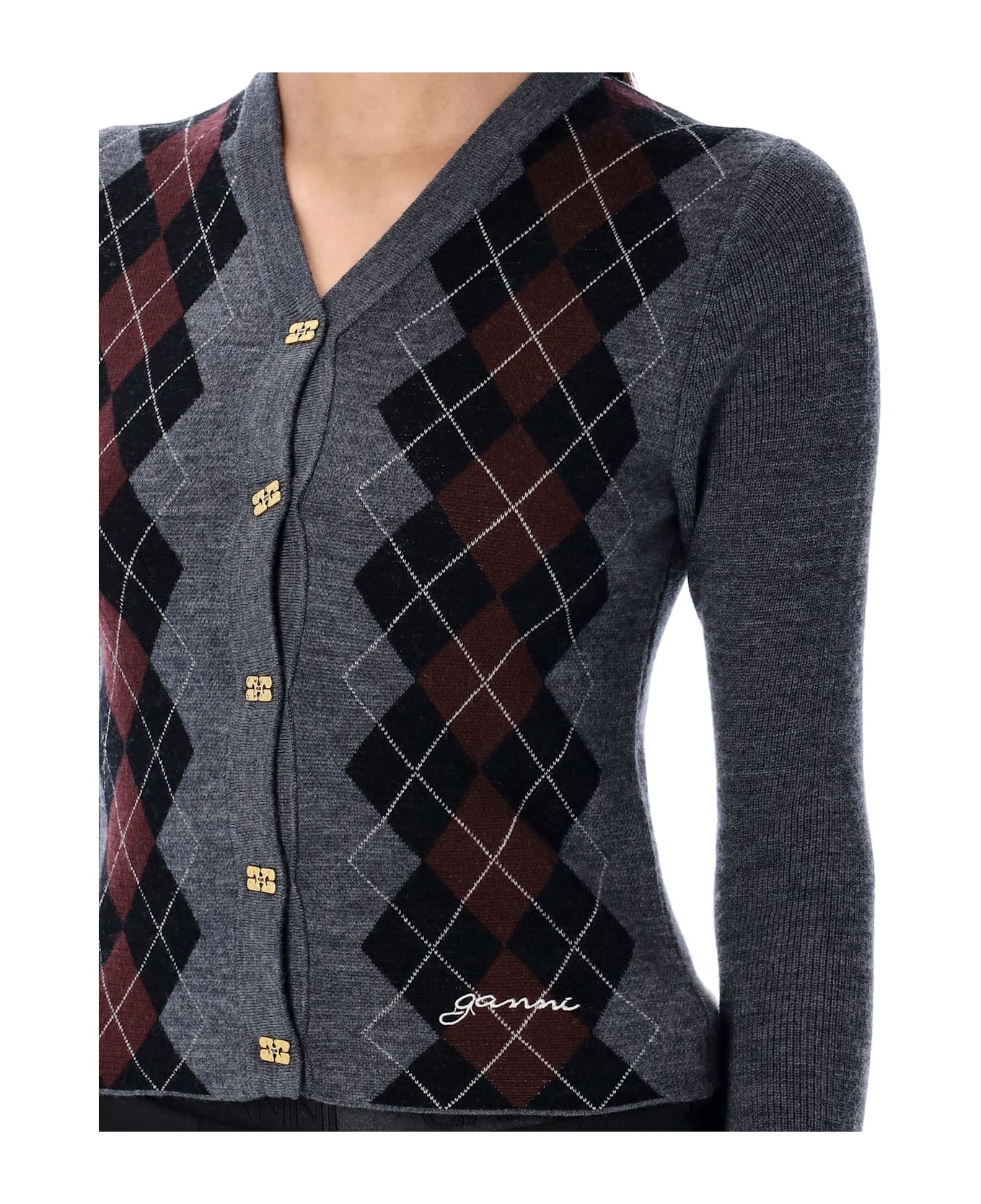 Ganni Merino Cardigan - FROST GRAY