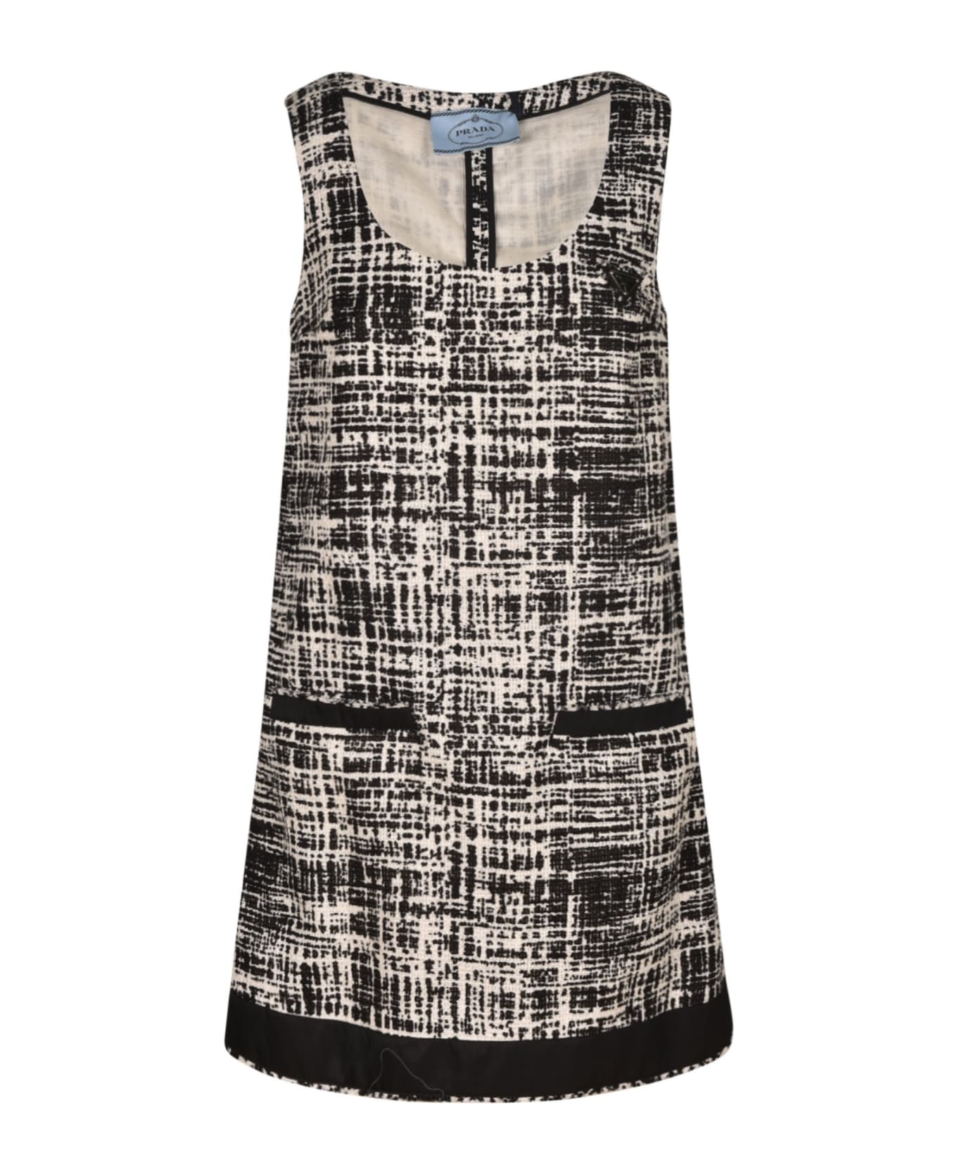 Prada Sleeveless Tweed Short Dress - Ivory/Black