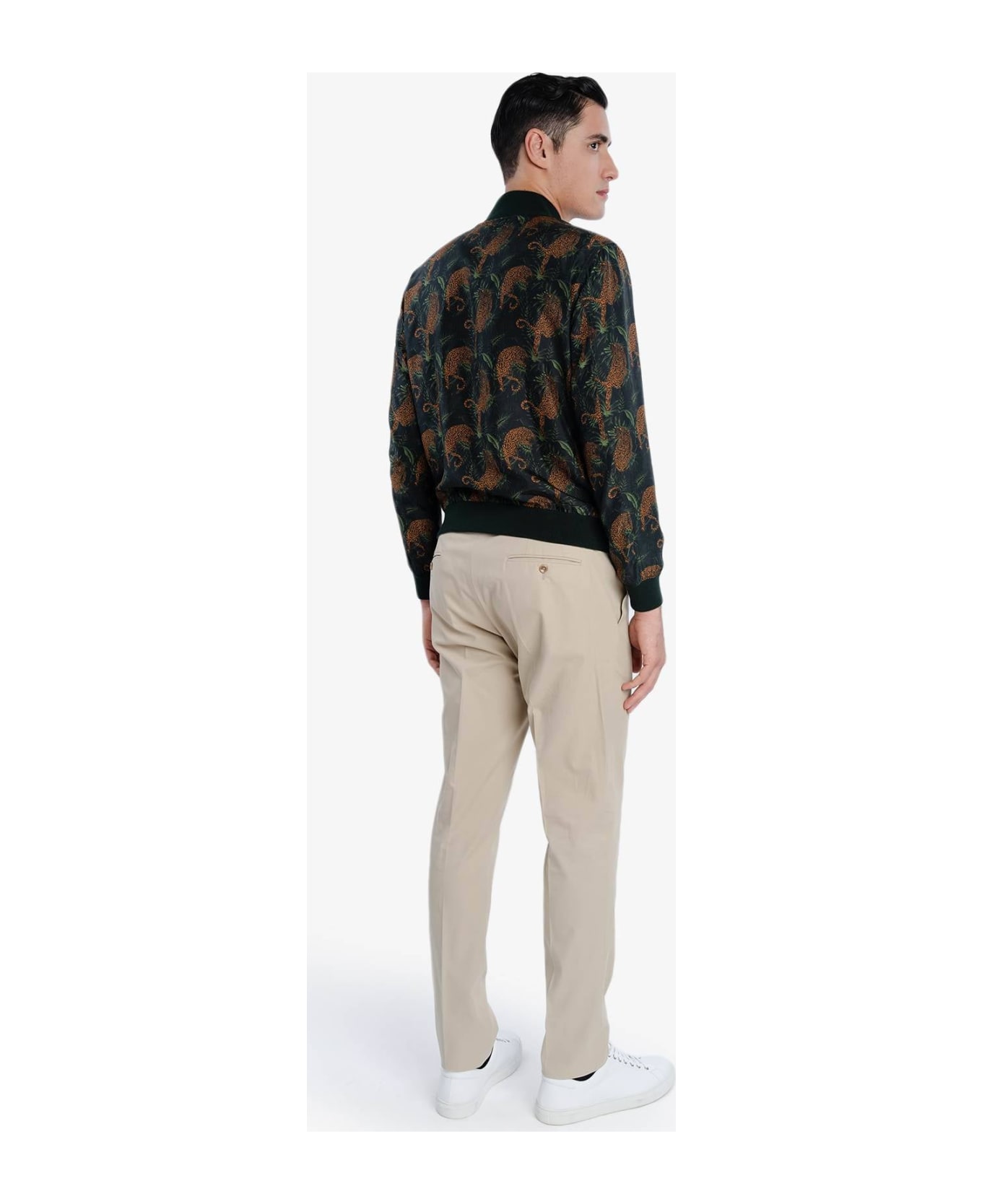 Larusmiani Bomber Pink Panther Down Jacket - Dark Green Cheetah