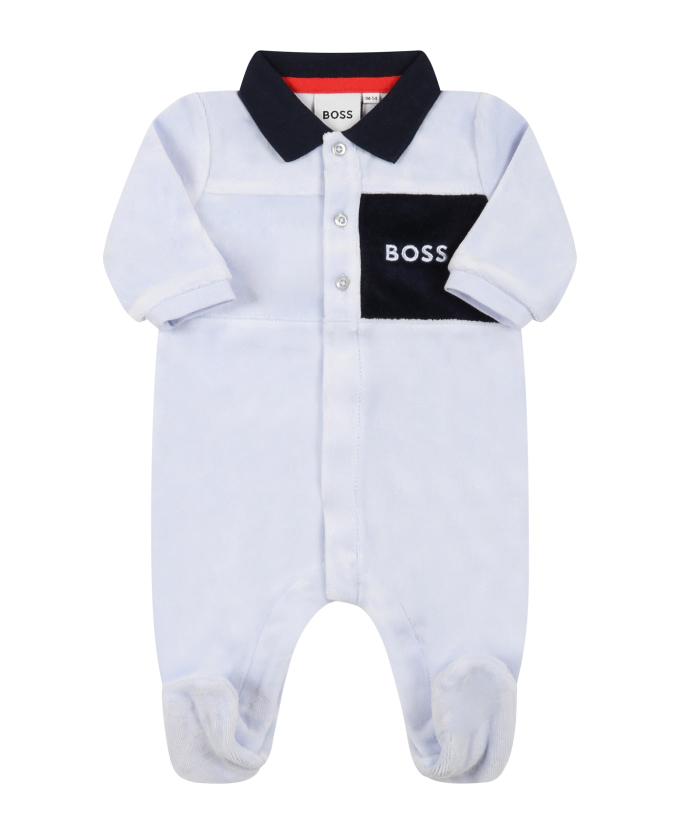 Hugo Boss Multicolor Babygrow For Baby Boy With Logo - Light Blue
