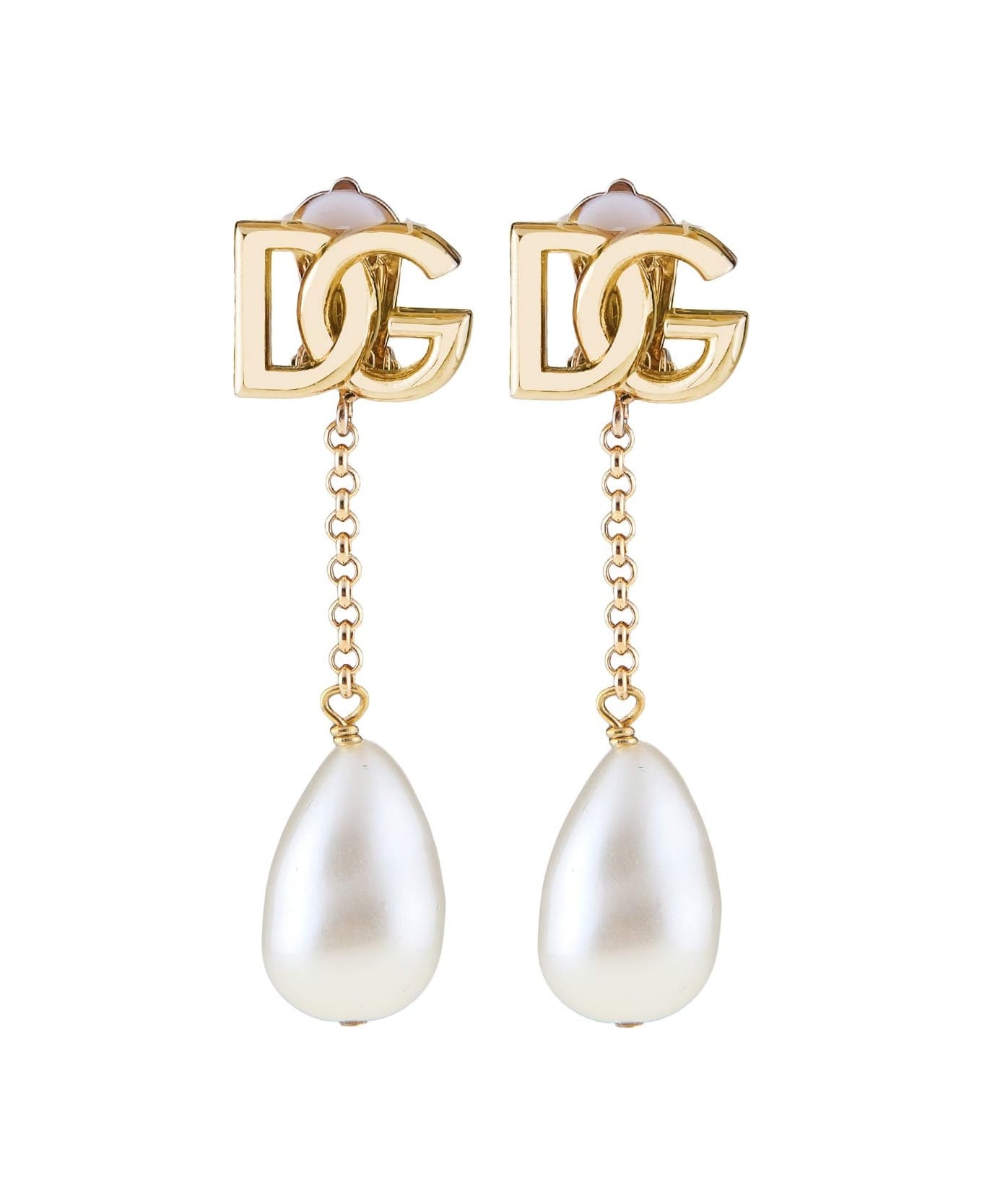 Dolce & Gabbana Dolce And Gabbana Clip Earrings With Pearls - Gold