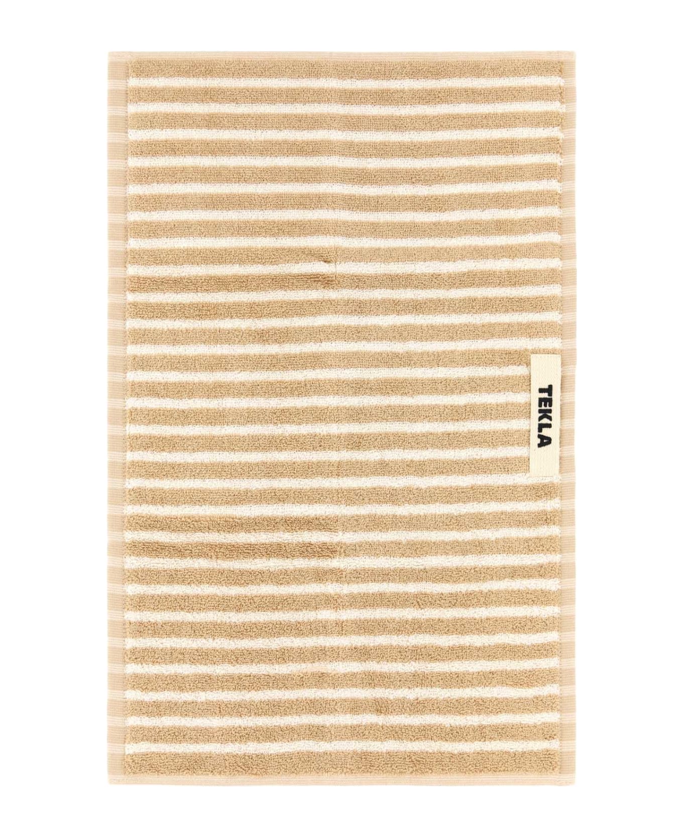 Tekla Embroidered Terry Guest Towel - Ivory Stripes