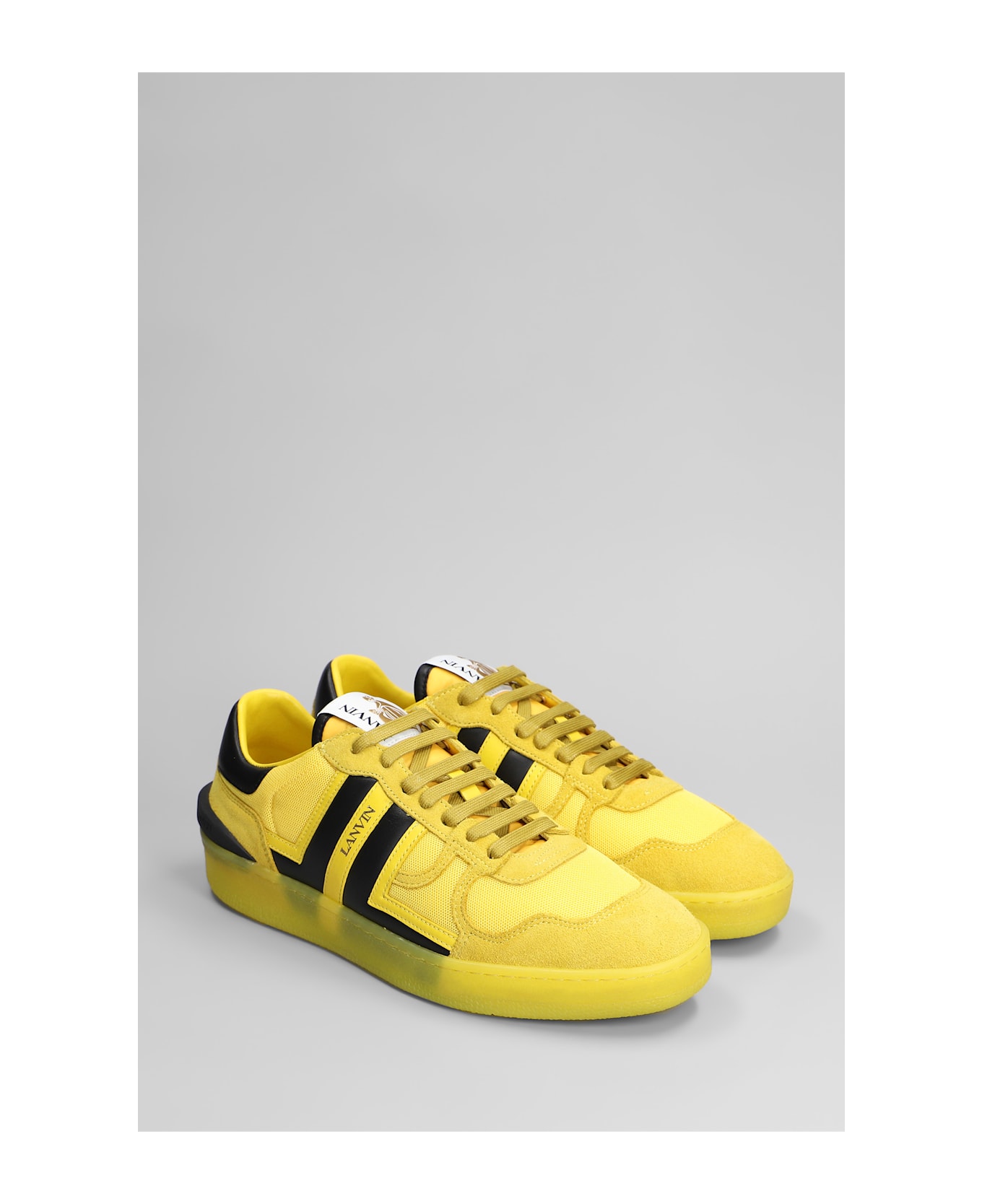 Lanvin Clay Sneakers In Yellow Suede And Fabric - yellow
