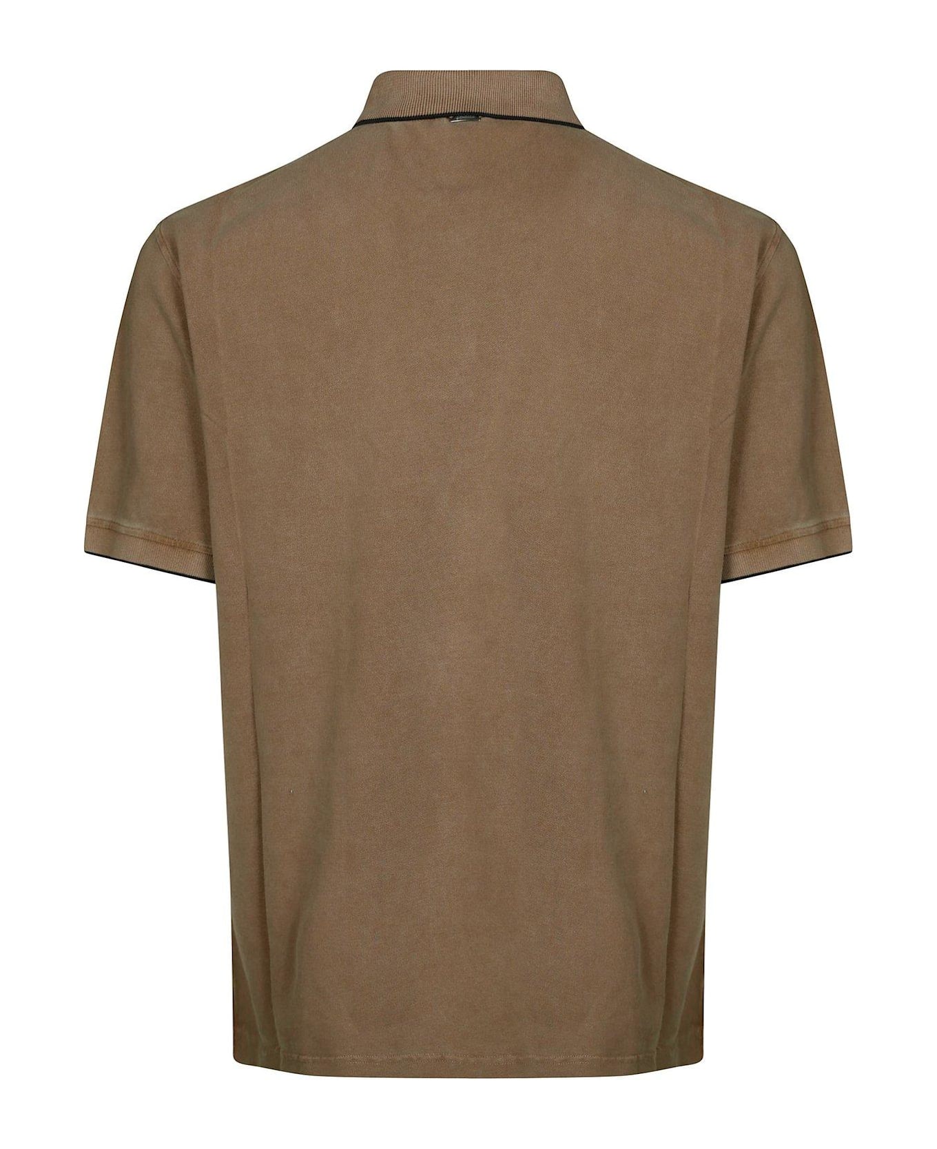 Herno Logo Embroidered Polo Shirt - Camel