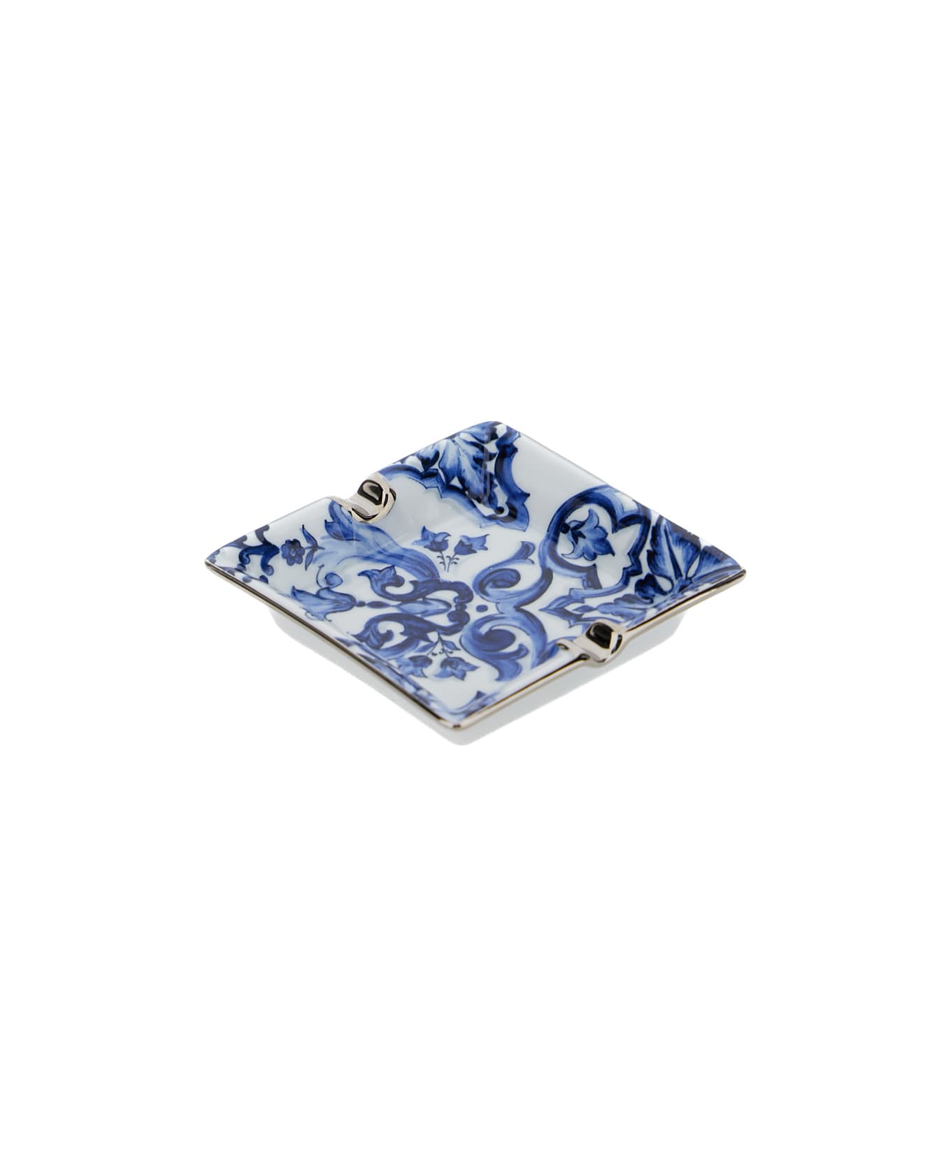 Dolce & Gabbana Blue And White Ashtray With Blu Mediterraneo Motif In Porcelain - Blu