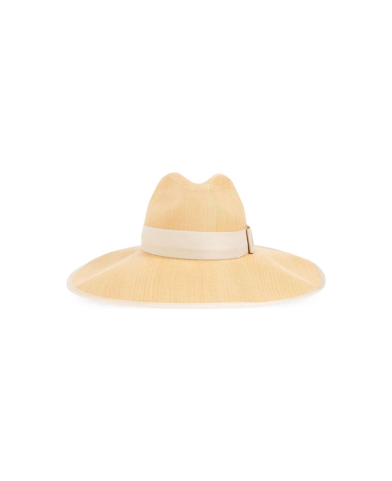 Alexander McQueen Bow-detailed Wide Brim Trilby - NEUTRALS