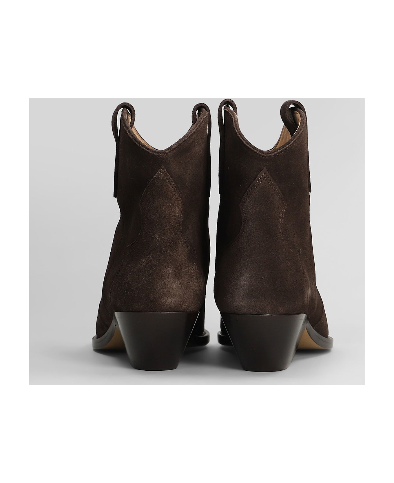 Isabel Marant Dewina Texan Ankle Boots In Brown Suede - CHOCOLATE