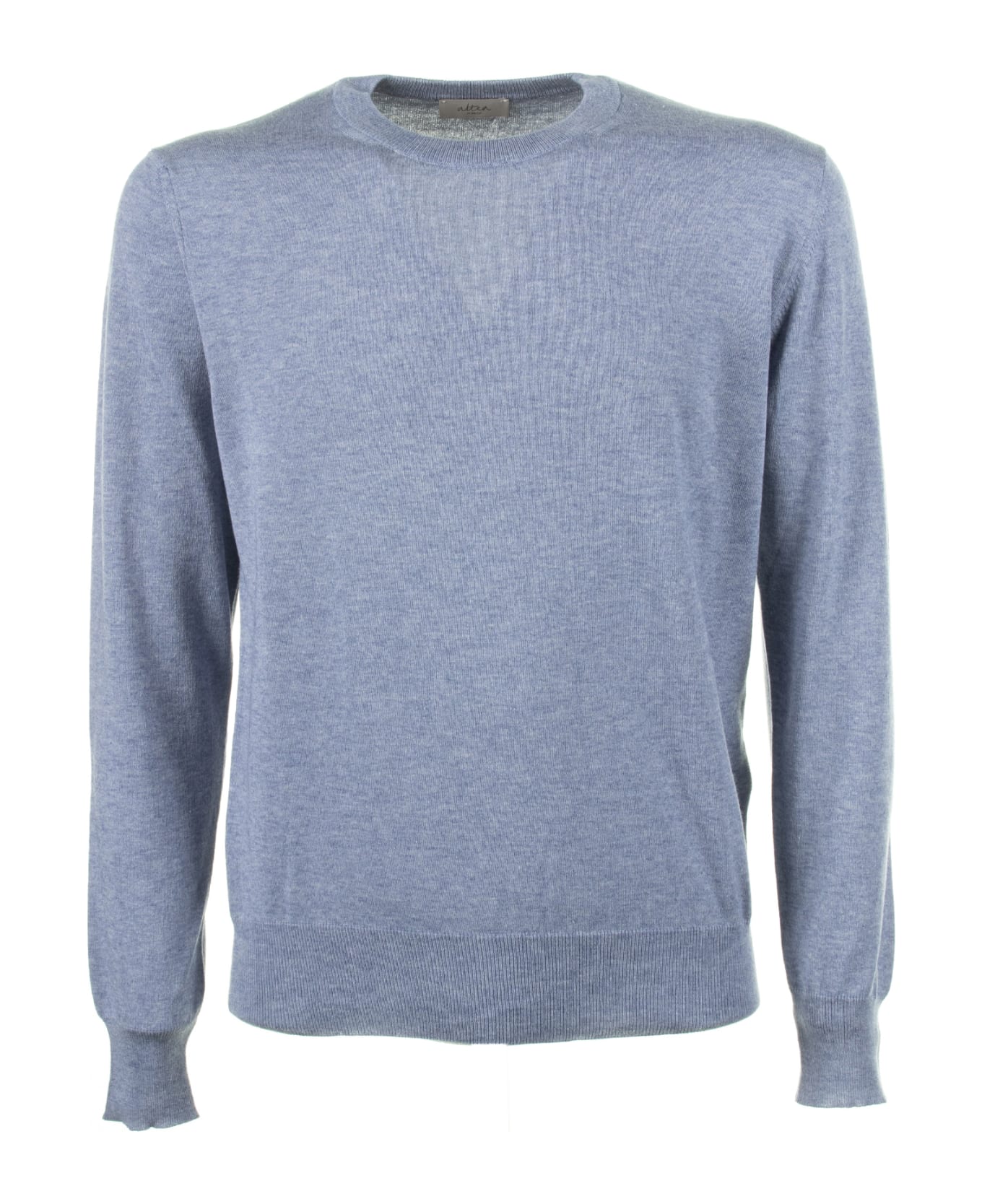 Altea Light Blue Crew-neck Sweater - AVIO ニットウェア