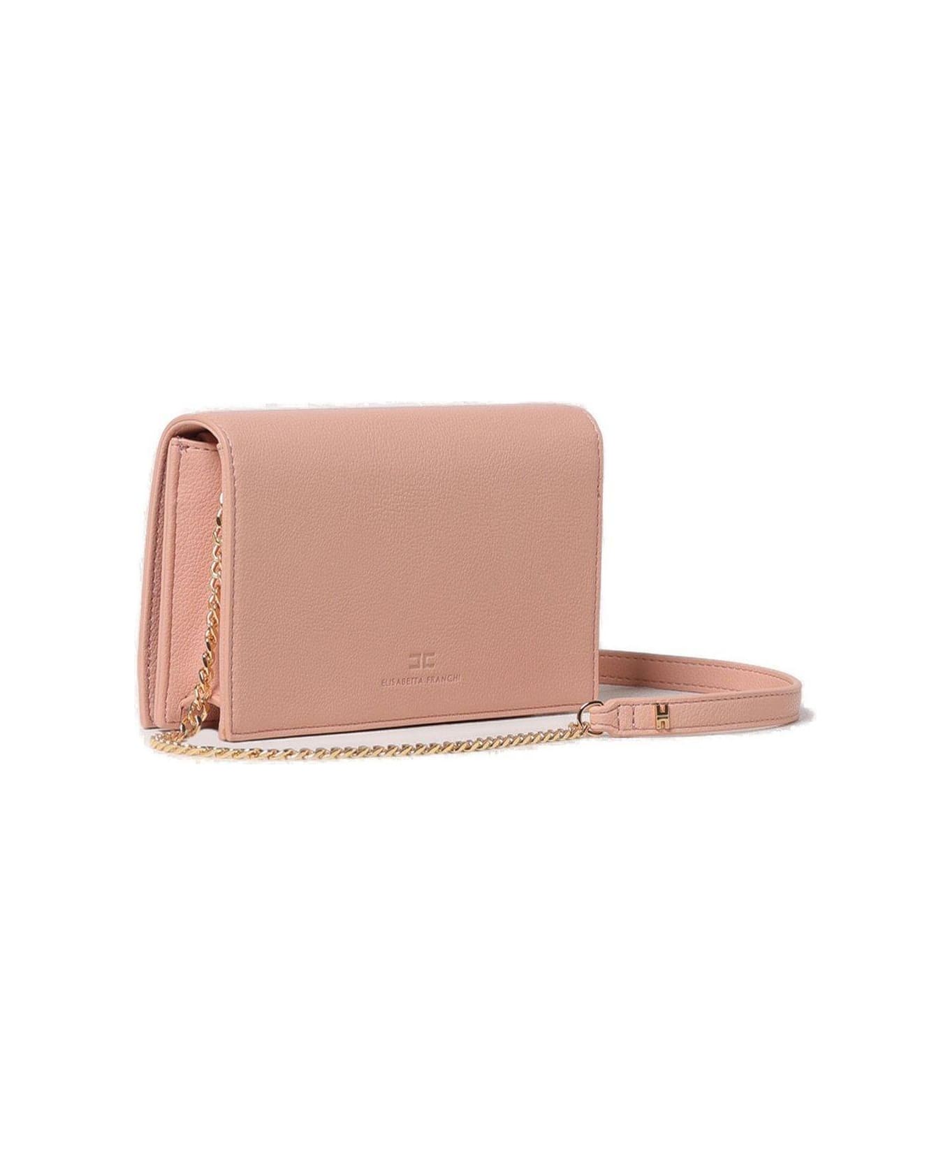 Elisabetta Franchi Logo Plaque Chain Linked Clutch Bag Elisabetta Franchi