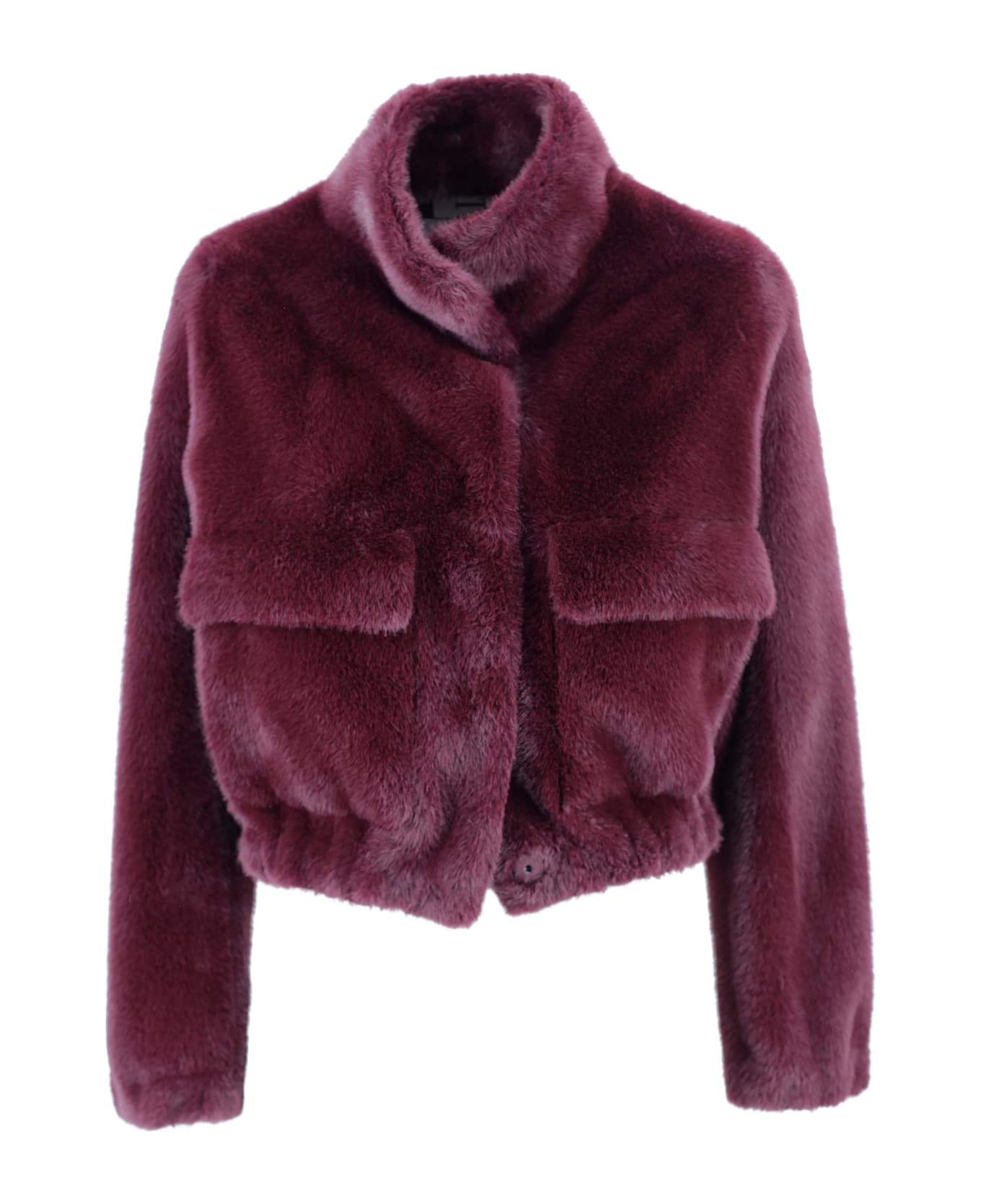 Valentini 1972 Faux Fur Jacket With High Collar. - Plum