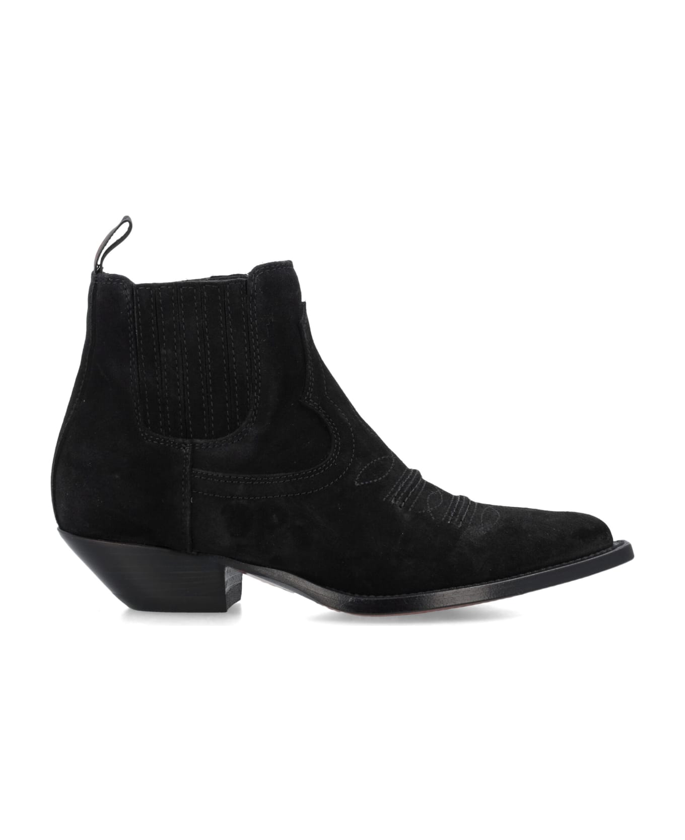 Sonora Idalgo Flower Ankle Boots - BLACK