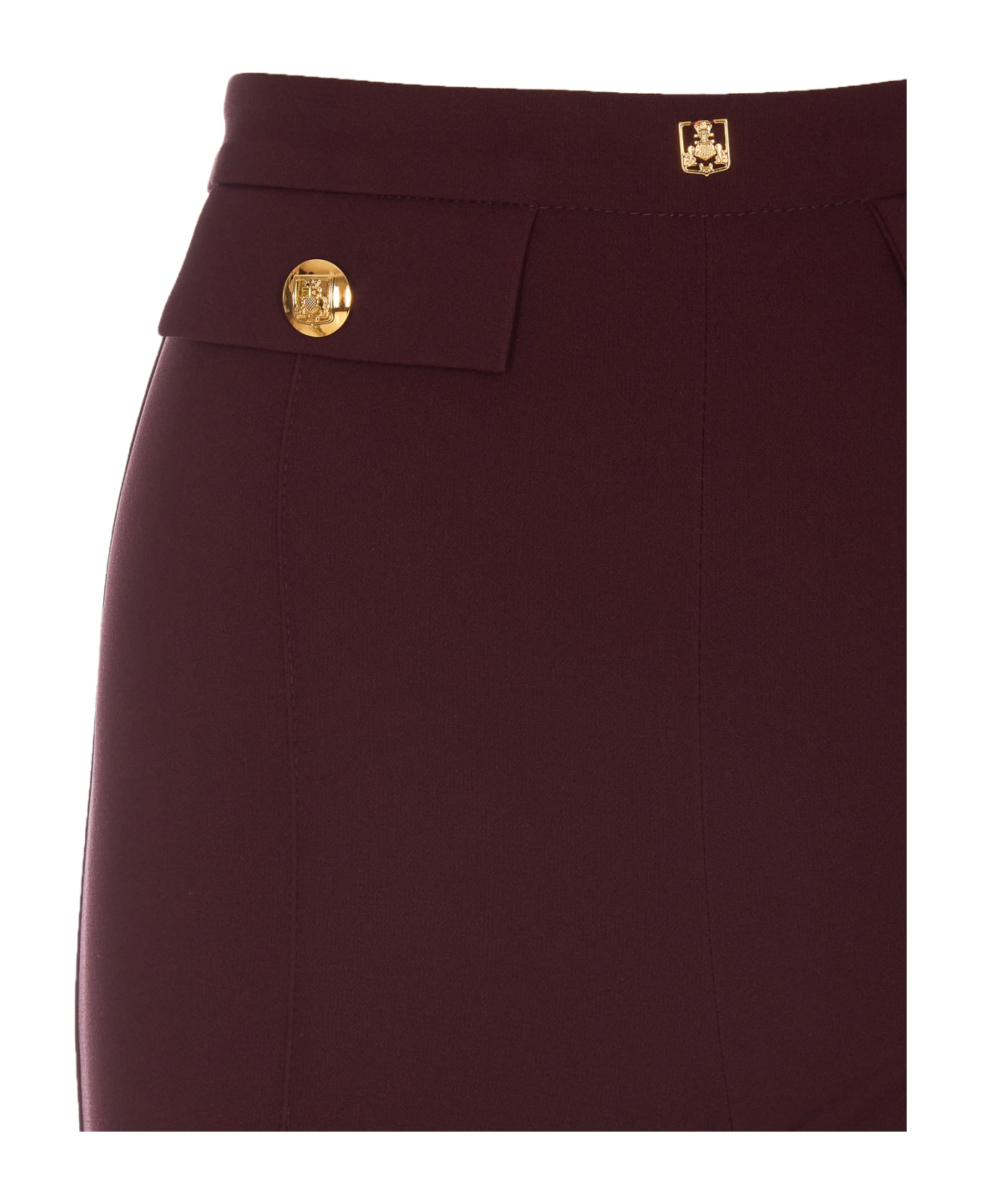 Elisabetta Franchi Palazzo Pants In Crepe Stretch - Burgundy