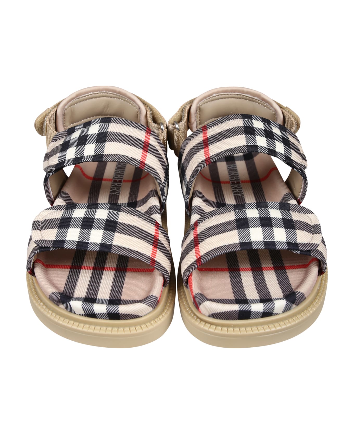 Burberry Beige Sandals For Kids With Vintage Check - Archive beige