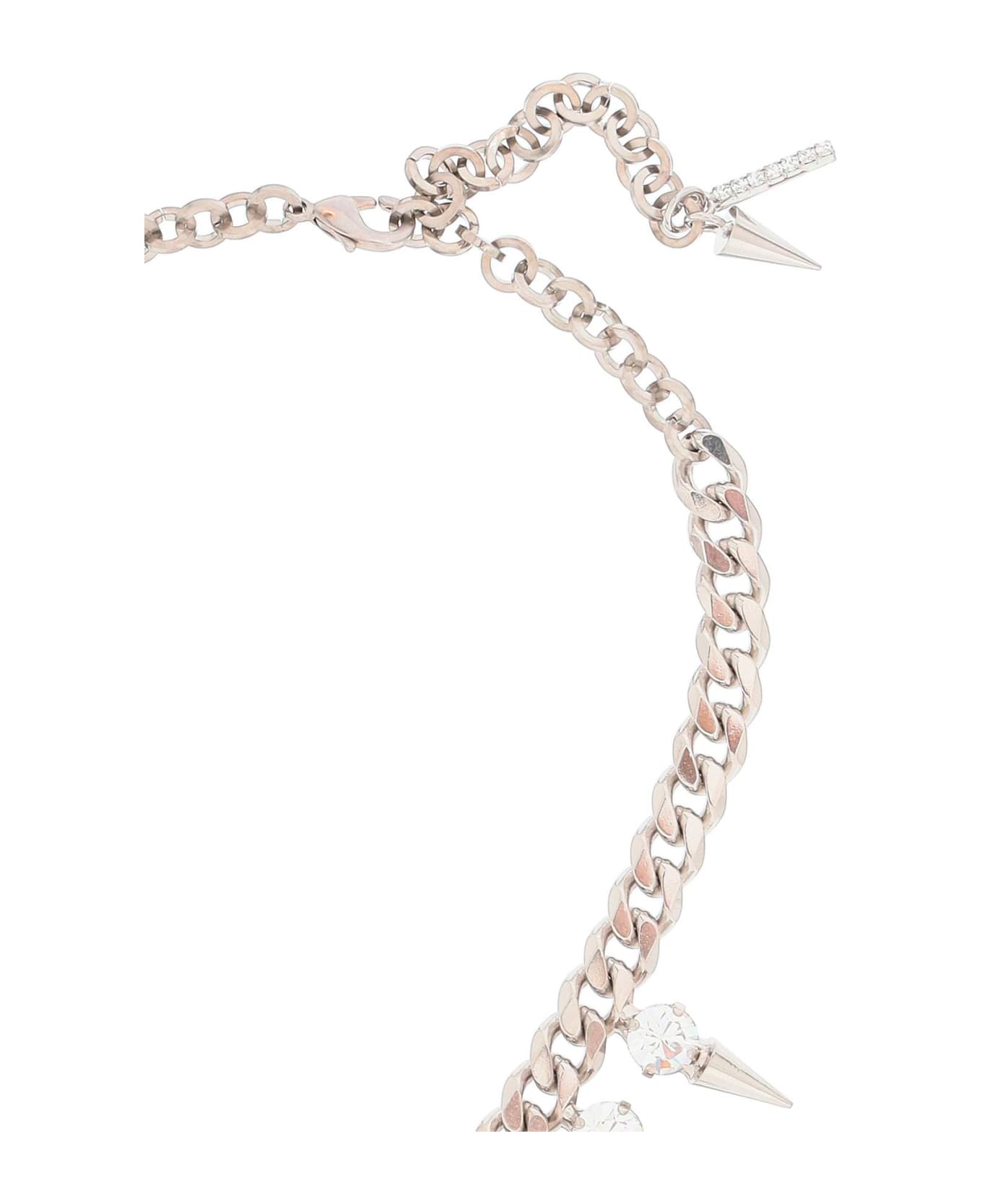 Alessandra Rich Choker With Crystals And Spikes - CRYSTAL SILVER (Silver) ネックレス
