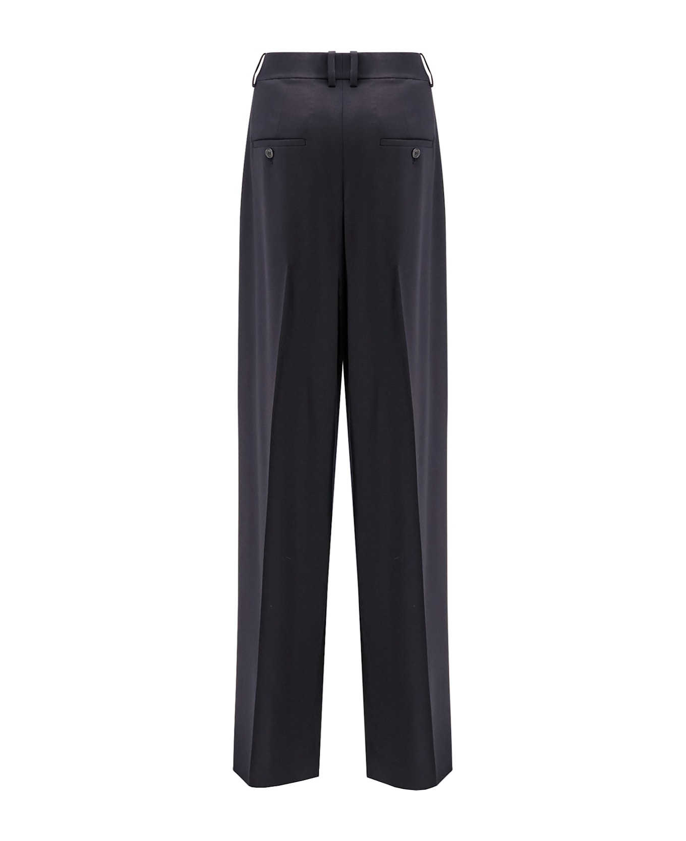 Saint Laurent Certified Wool Trousers With Wide Leg - Blue