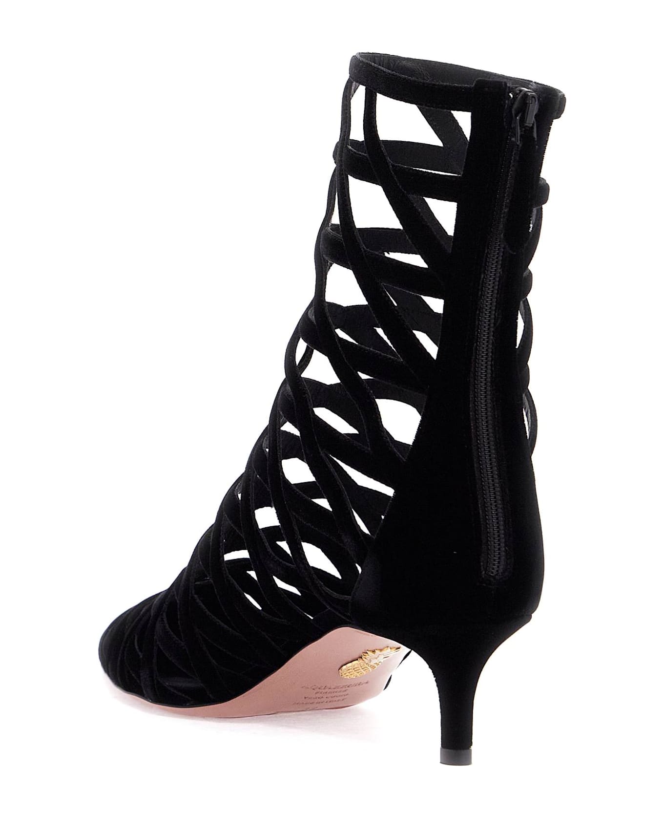 Aquazzura 50mm Romance Cut-out Suede Bootie - BLACK (Black)