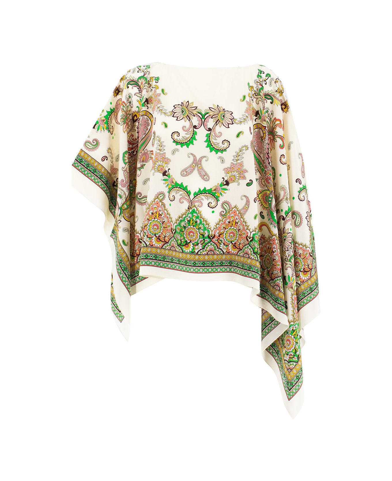 Etro Multicolor Cape With All-over Paisley Print - PRINT ON WHITE BASE