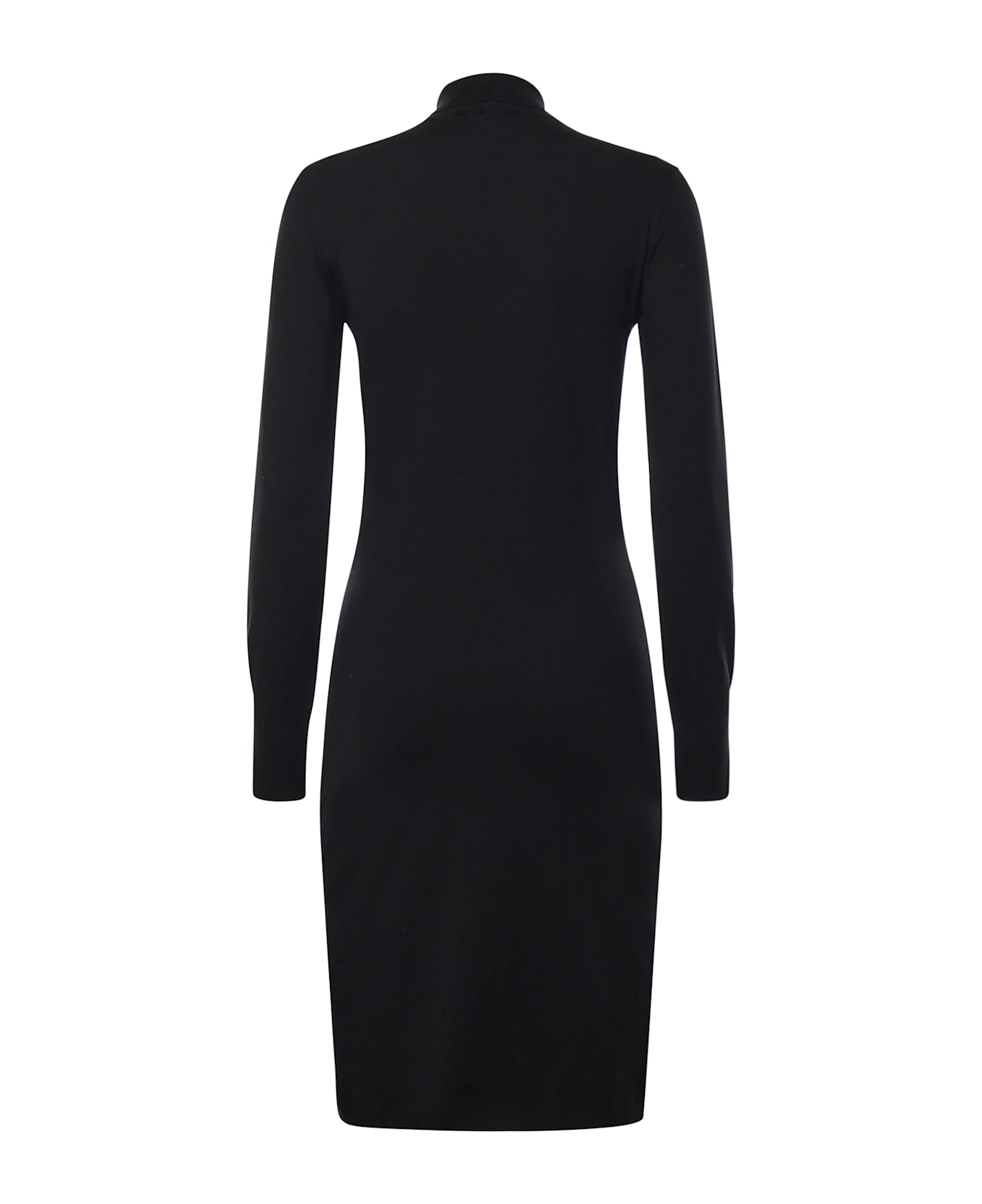 Genny Turtleneck Dress With Pearly Rhinestone Inserts - Black