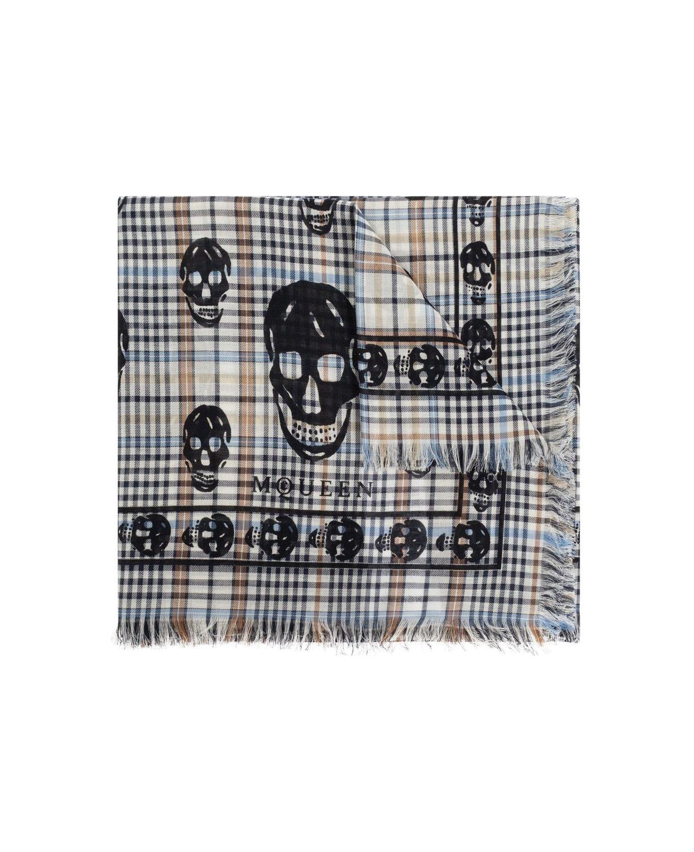Alexander McQueen Checkered Frayed-edge Scarf - Beige
