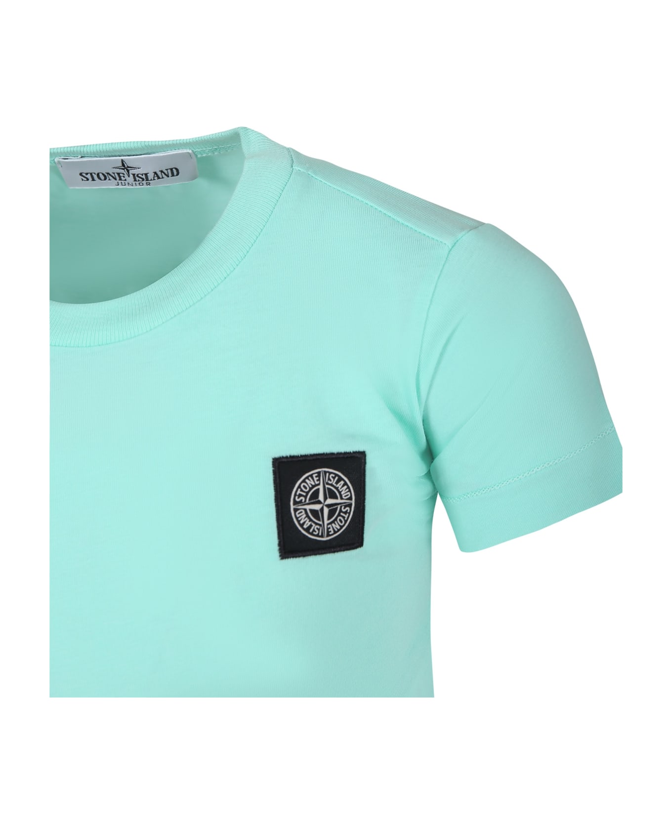 Stone Island Junior Green T-shirt For Boy With Logo - Celeste