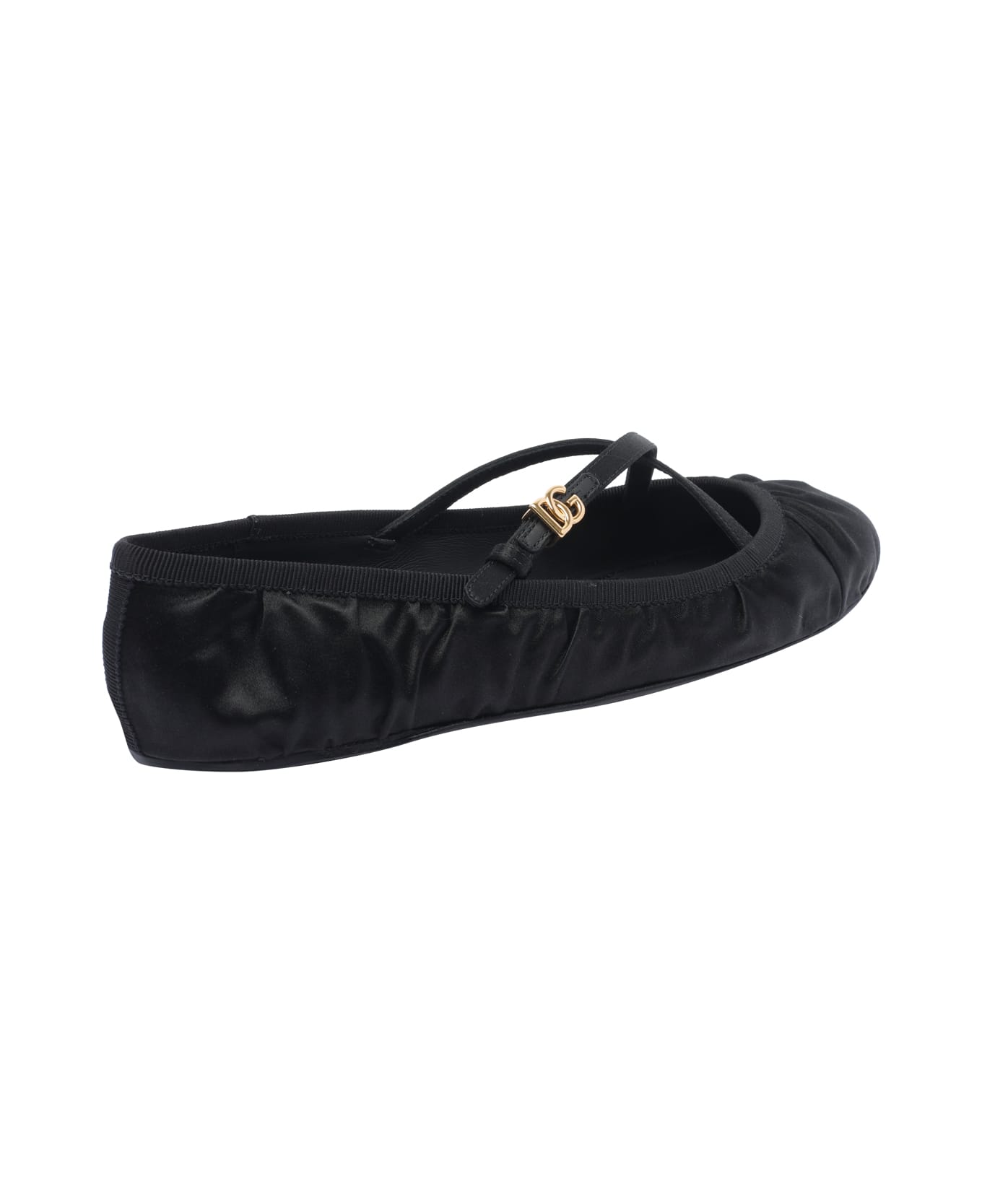 Dolce 
Gabbana Dg Logo Satin Ballets - Black
