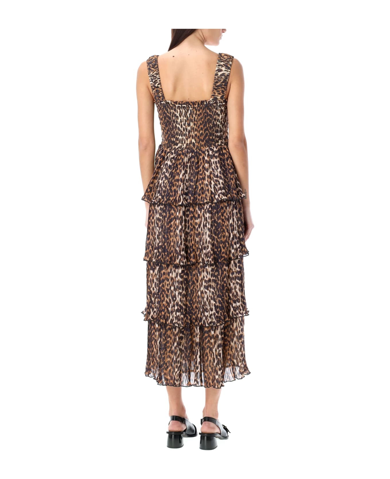 Ganni Leopard Flounce Long Dress - LEO