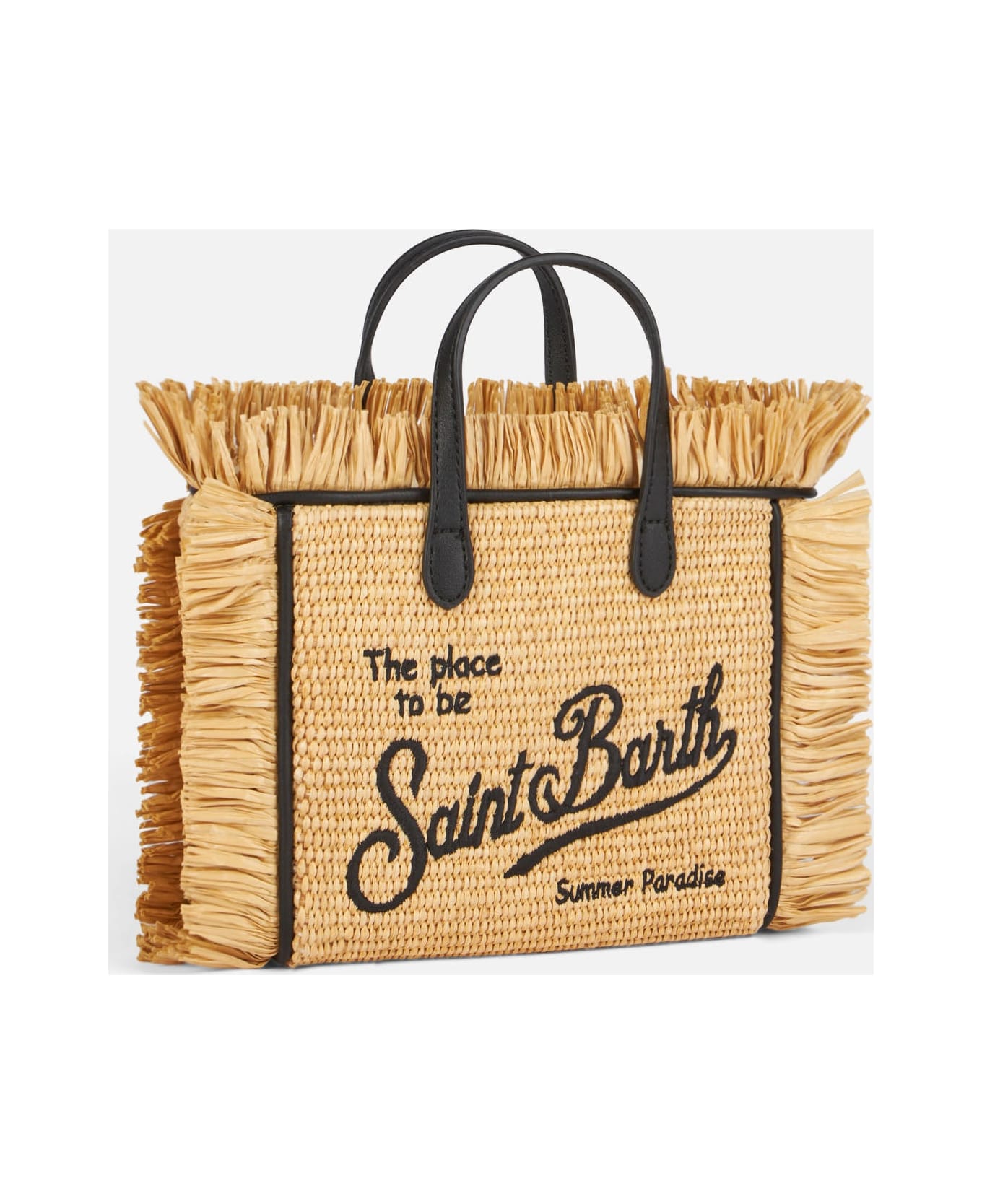 MC2 Saint Barth Mini Vanity Straw Bag With Embroidery - WHITE
