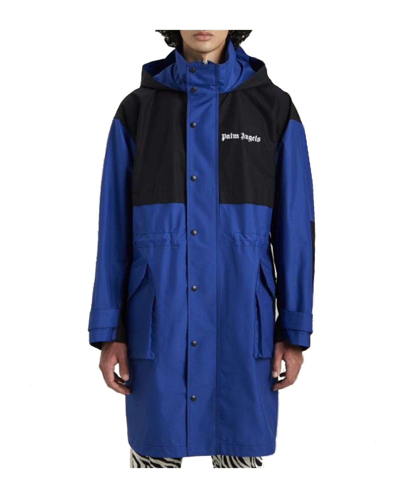 Palm Angels Hooded Trench Coat - Blue