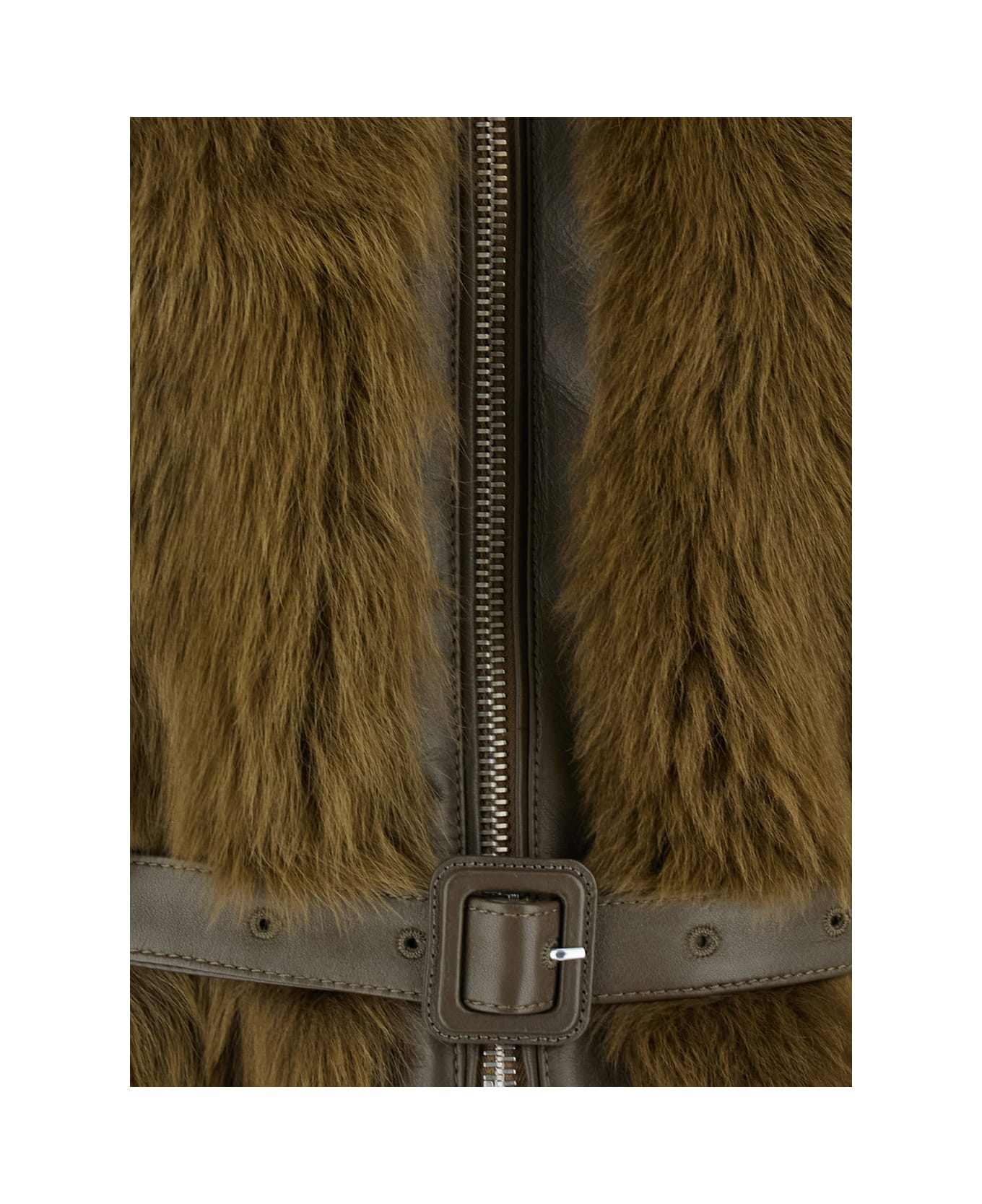 Tom Ford Brown Jacket With Adjustable Belt On The Waist In Fur Woman - Brown