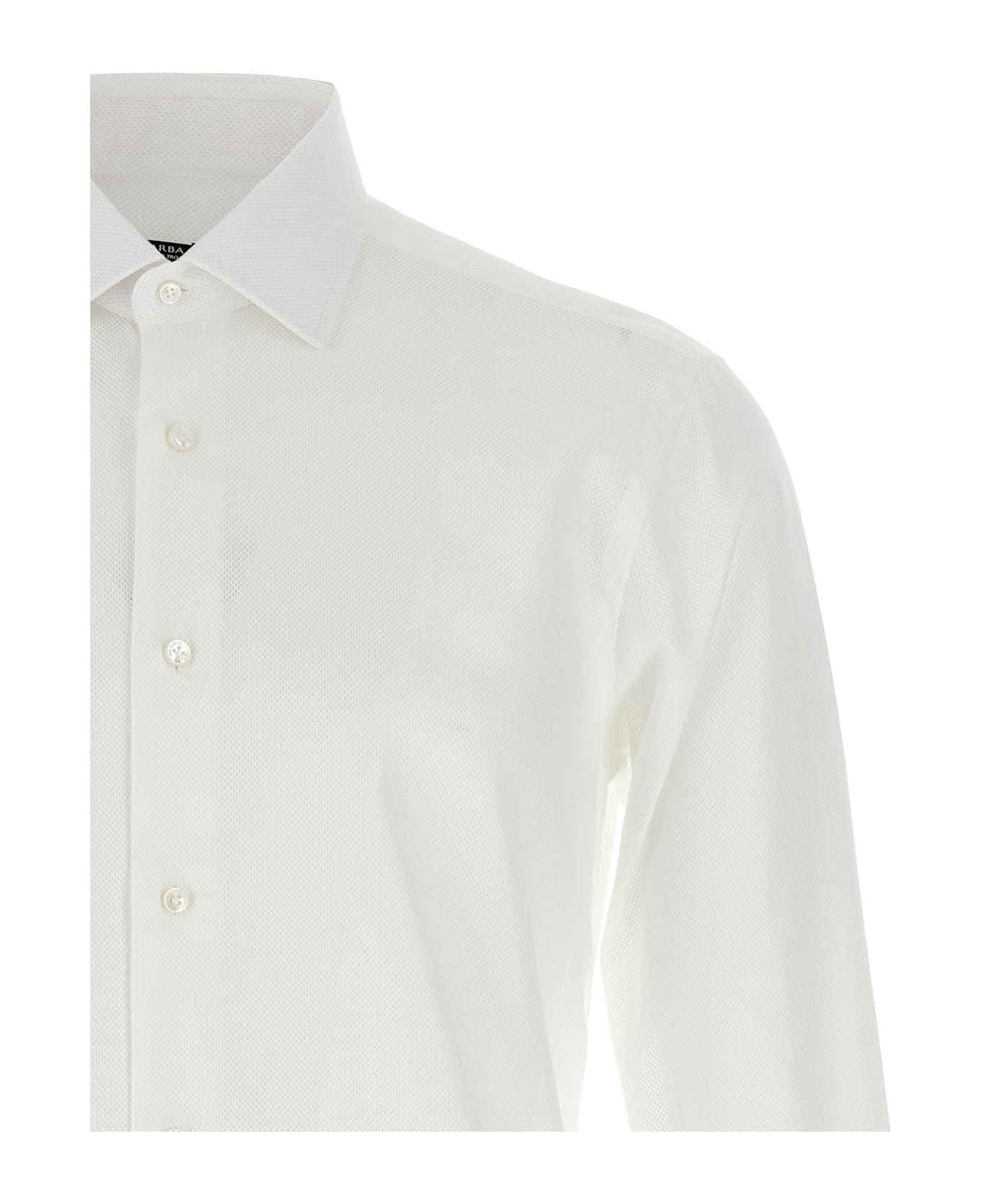 Barba Napoli Honeycomb Cotton Shirt - White
