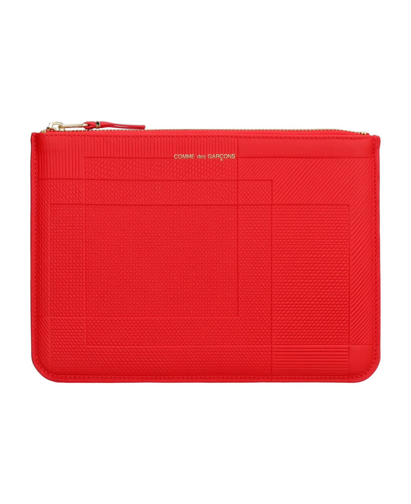 Comme des Garçons Logo Detail Flat Leather Pouch - red