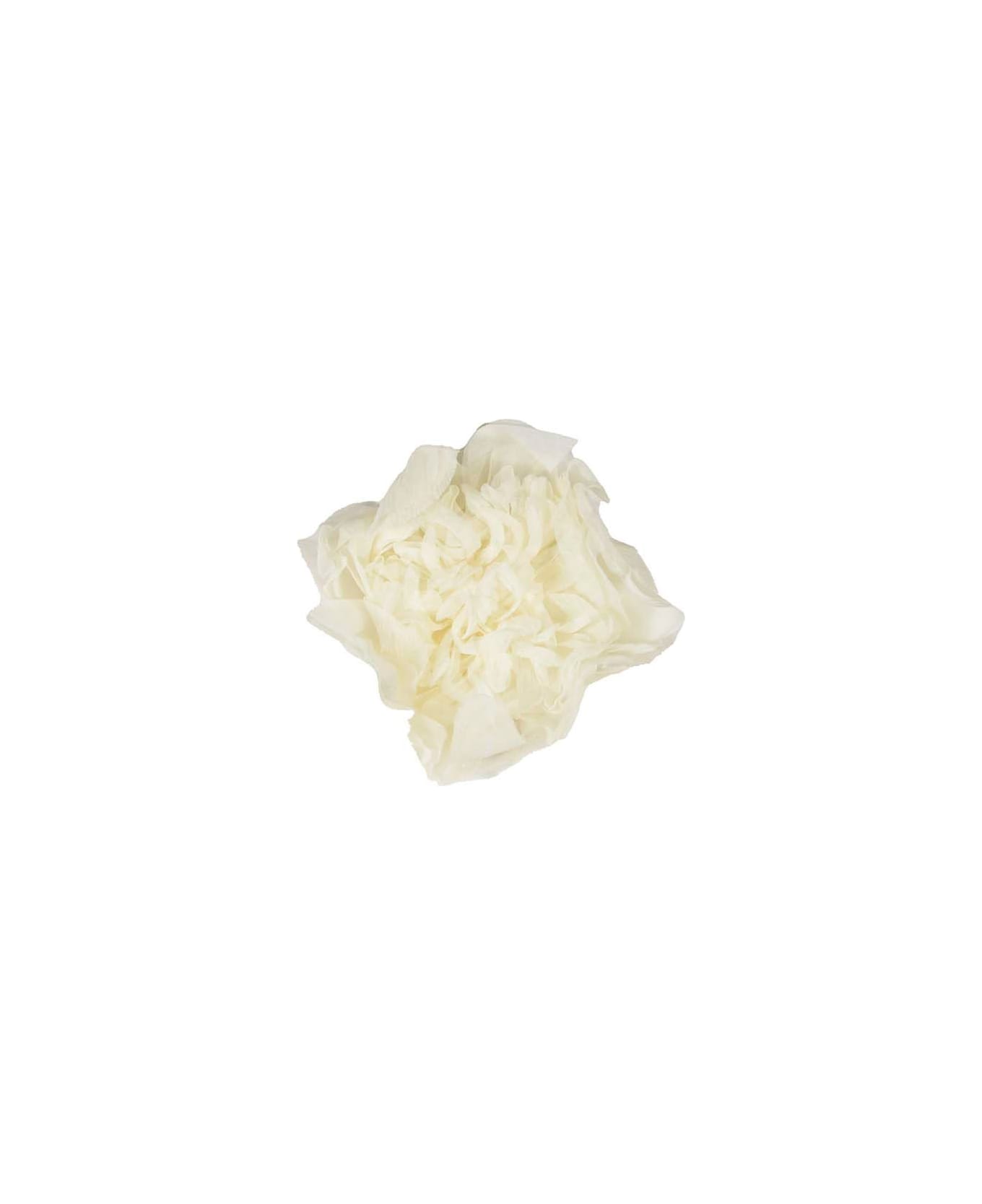 Max Mara Floral Patterned Logo Patch Brooch - Bianco