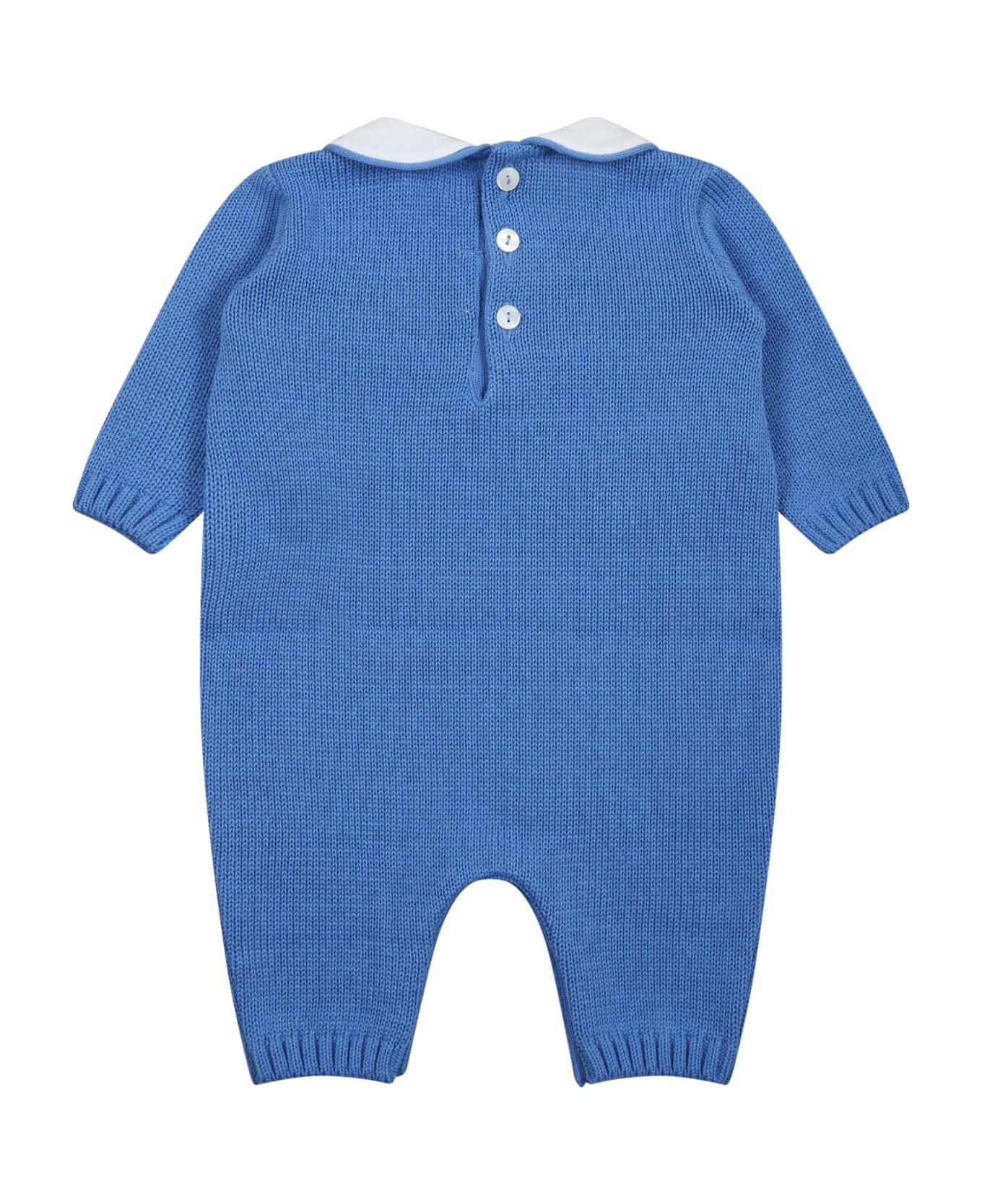 Little Bear Blue Overalls For Baby Boy With Bear - Azzurro