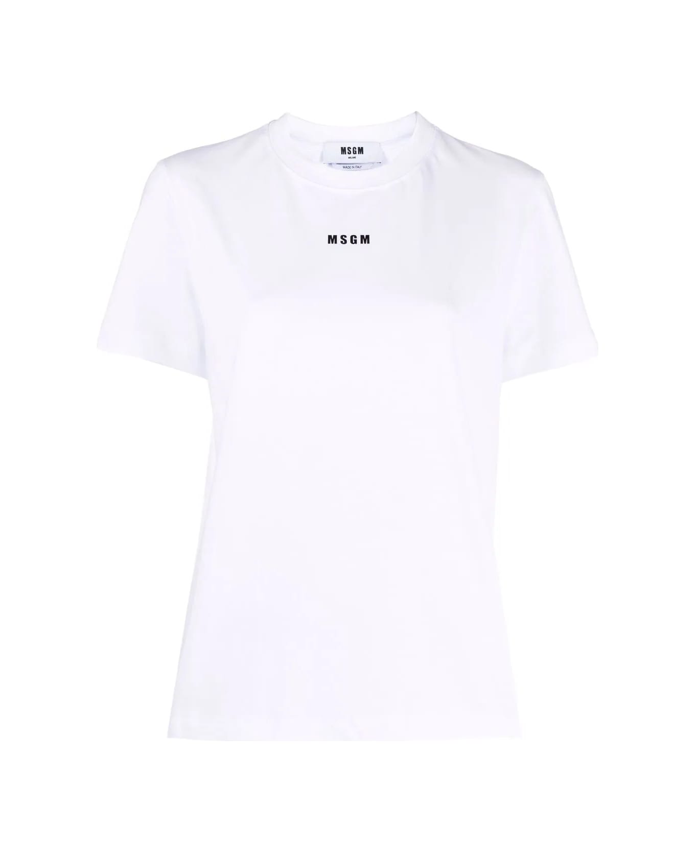MSGM White T-shirt With Black Micro Logo - White Tシャツ