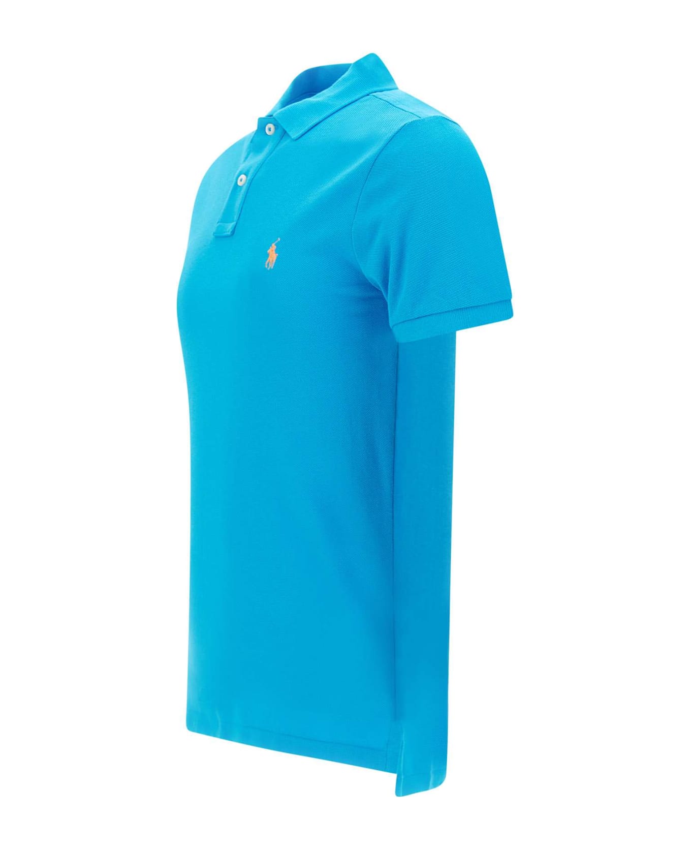 Polo Ralph Lauren Grotto Blue And Orange Slim-fit Piquet Polo Shirt - 023