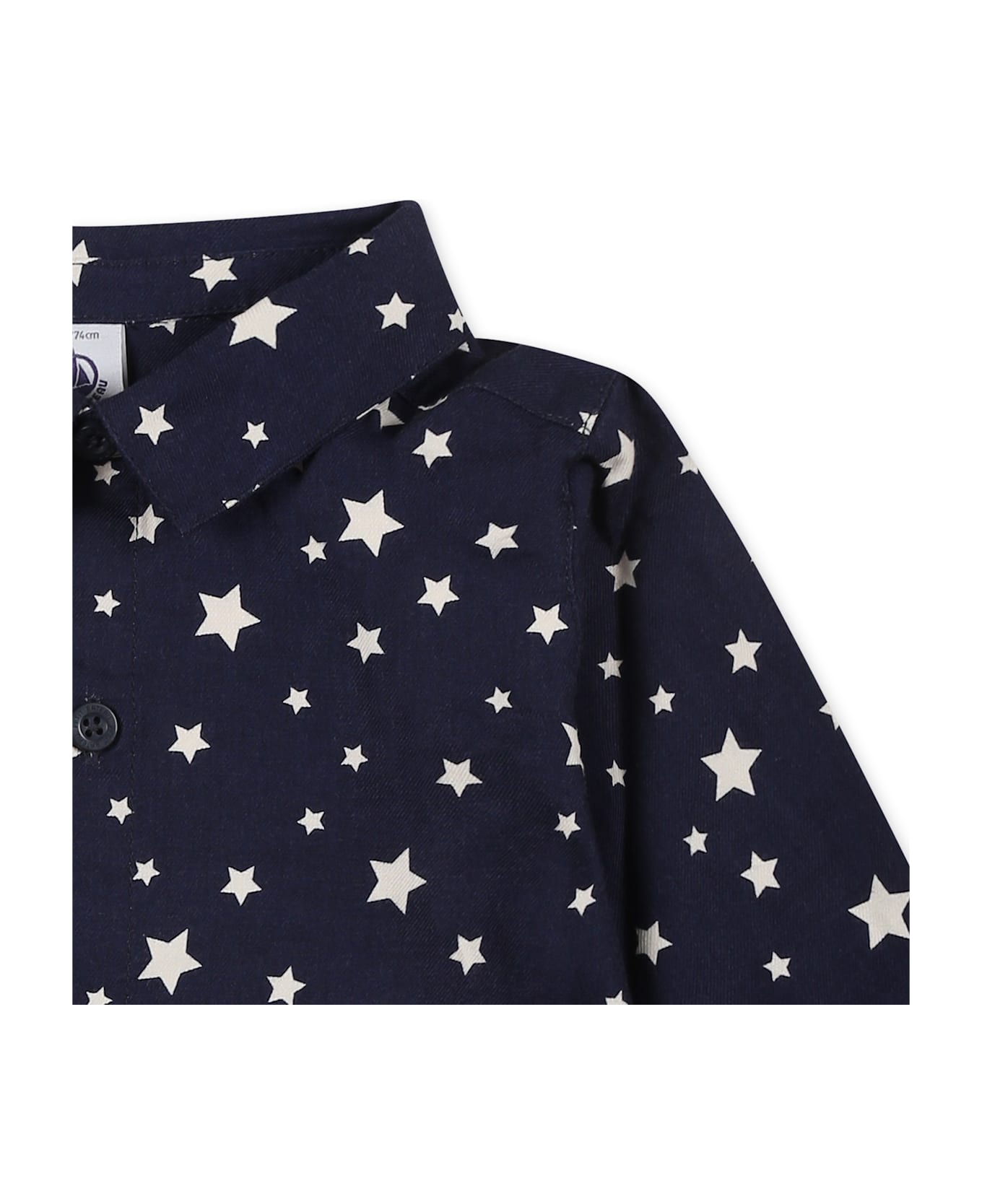 Petit Bateau Blue Shirt For Gìbaby Girl With Stars - Blue