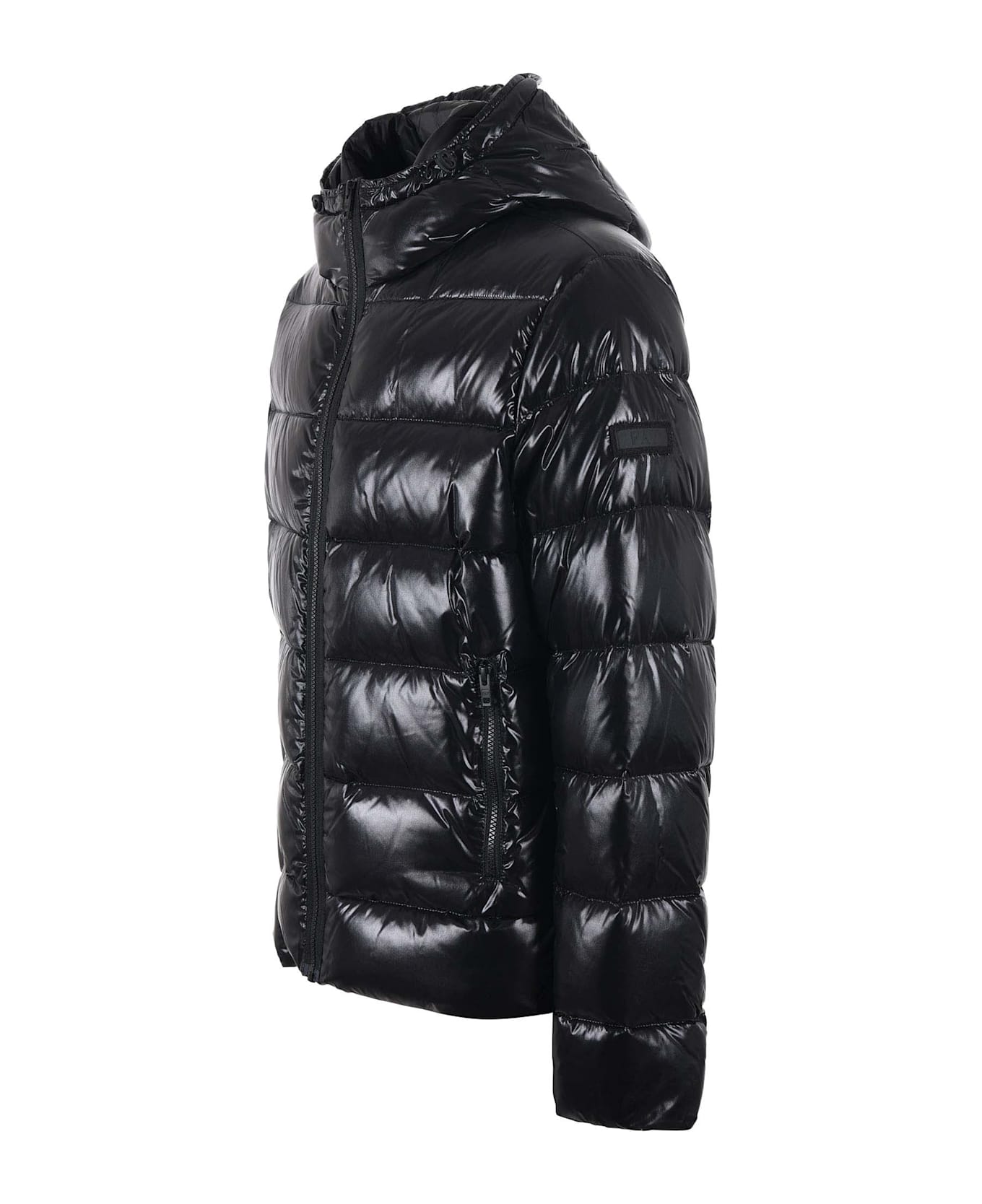 Fay Double Front Feather Jacket In Nylon - Black