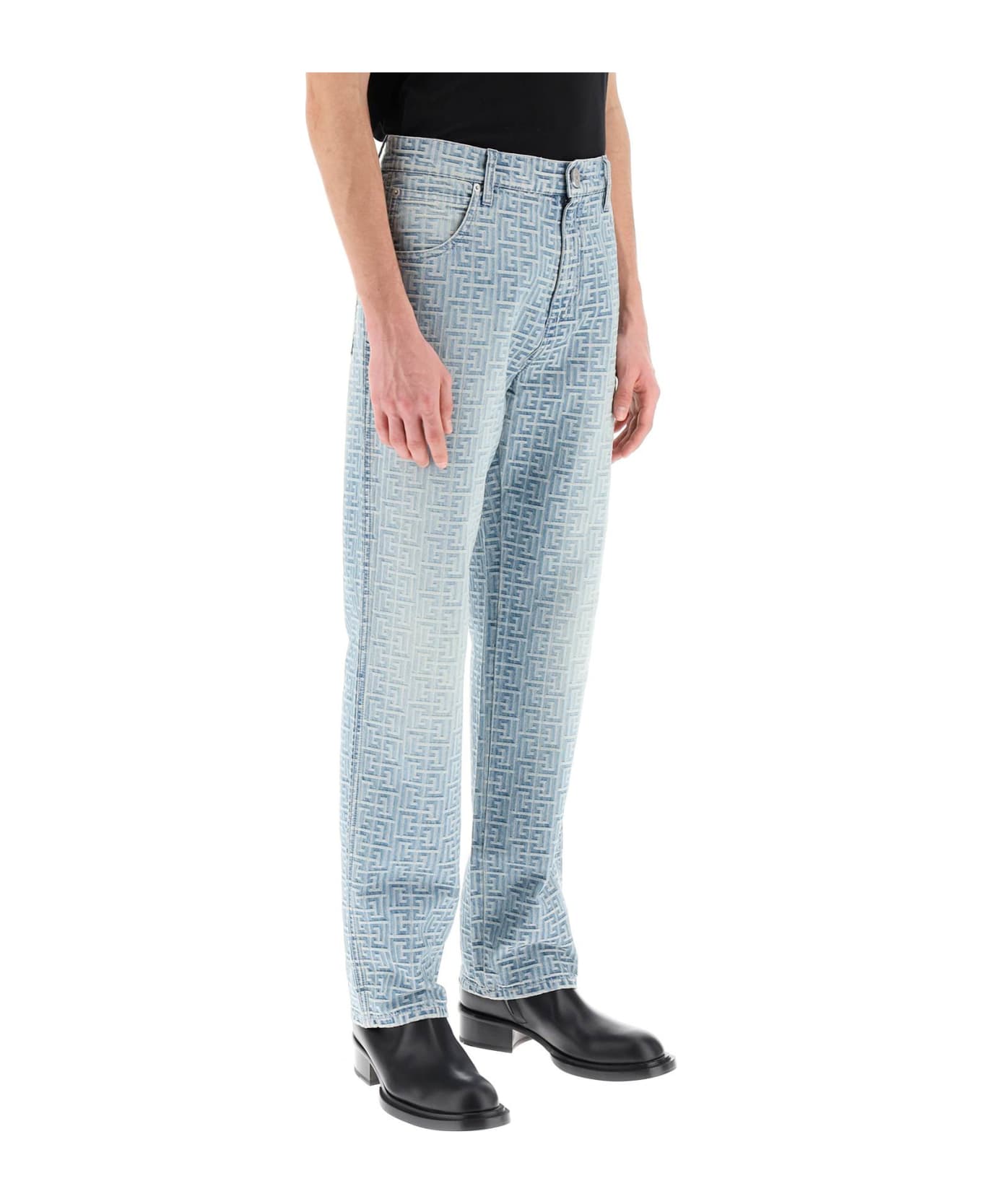 Balmain Straight Monogram Jeans - BLEU JEAN (Light blue)