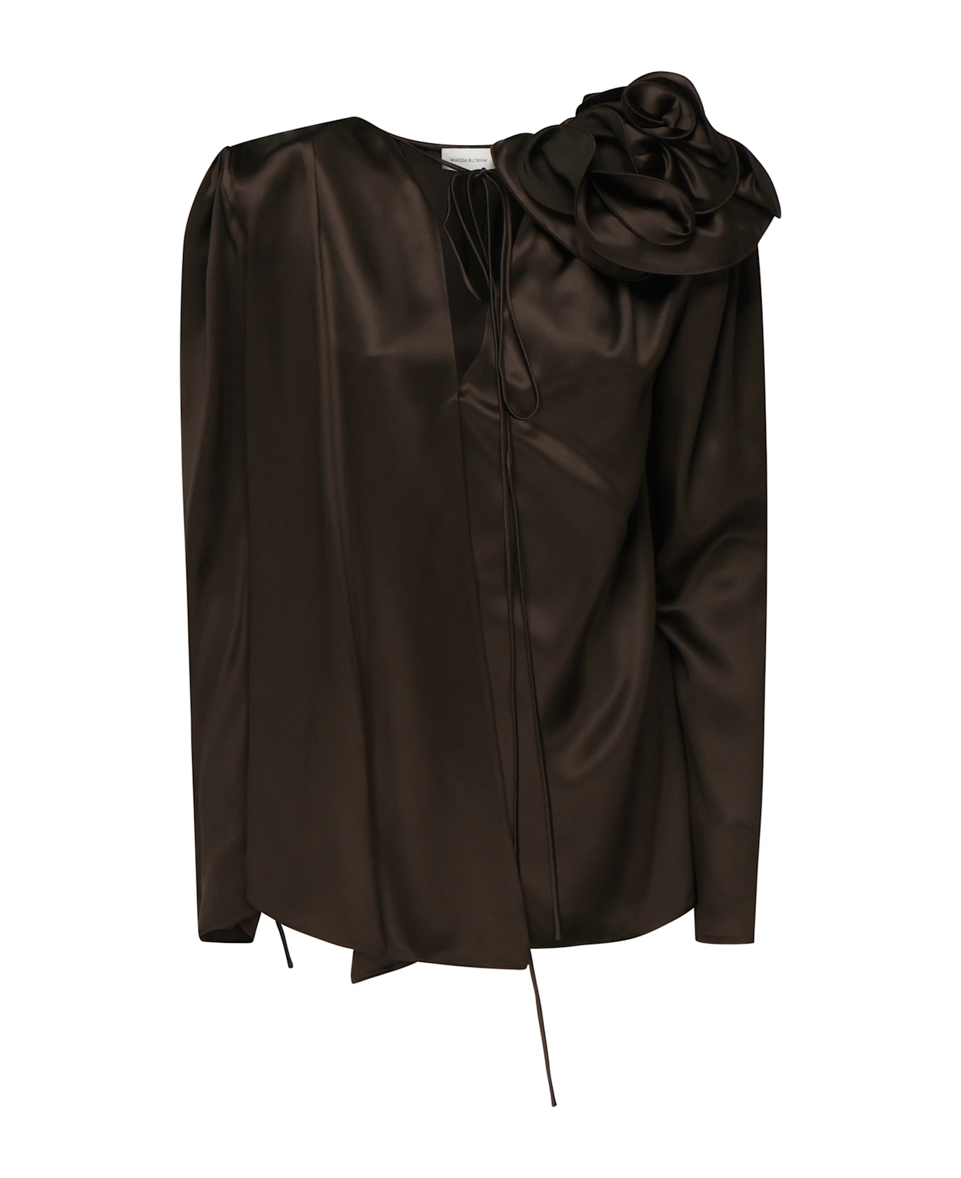 Magda Butrym Classic Silk Blouse With Application - Brown