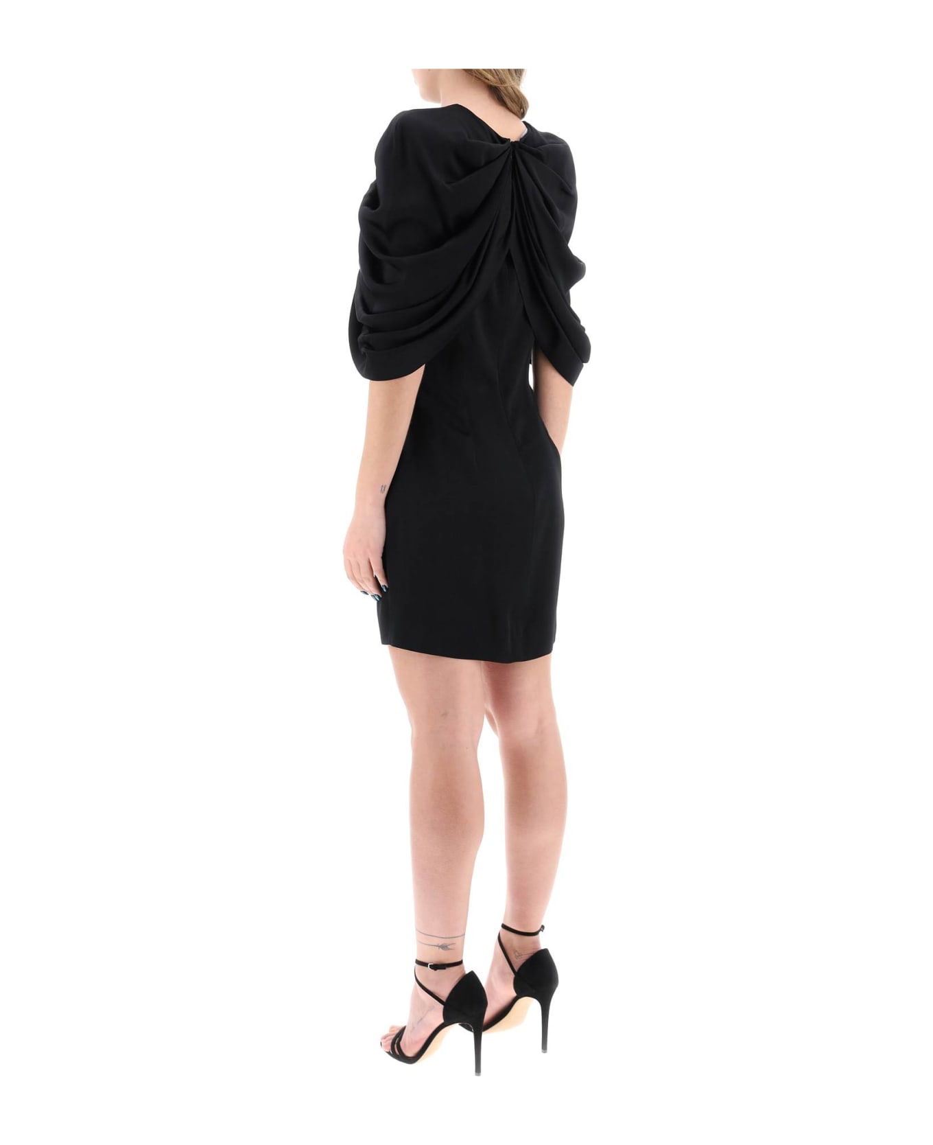 Stella McCartney Mini Dress With Petal Sleeves - BLACK (Black)