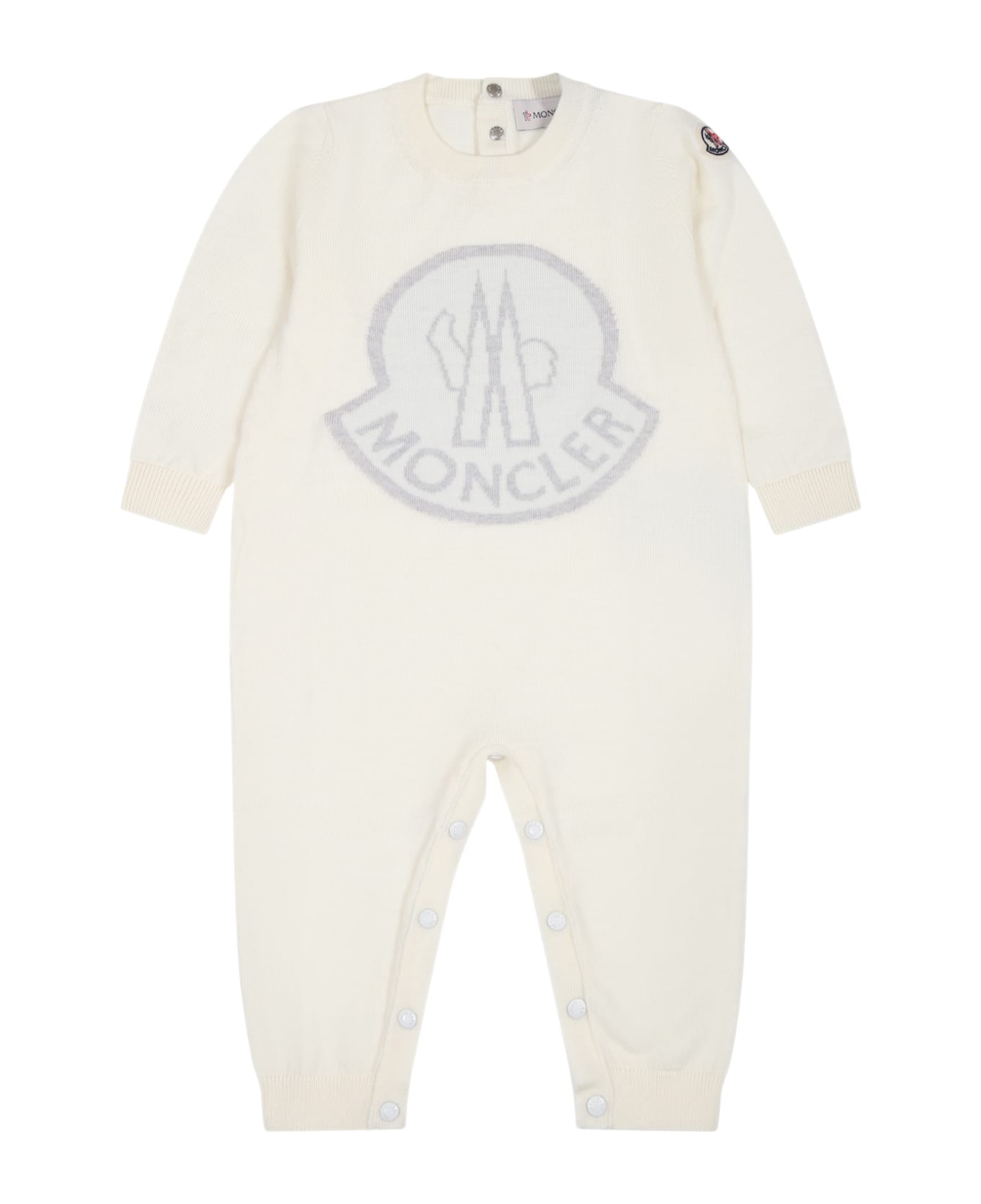 Moncler White Babygrow Forbaby Kids With Logo - White ボディスーツ＆セットアップ