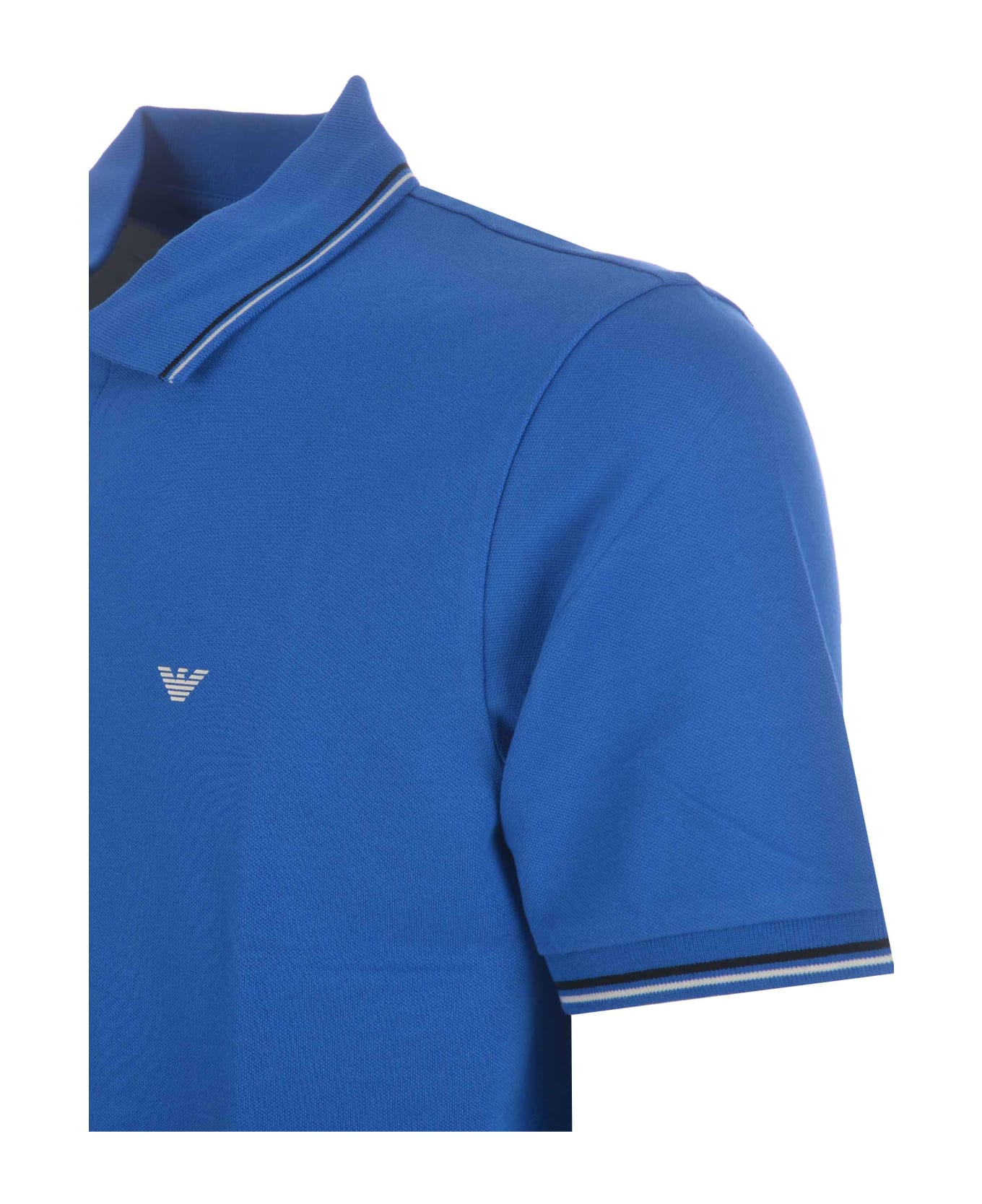 Emporio Armani Polo Shirt Emporio Armani In Stretch Piqué - Bluette