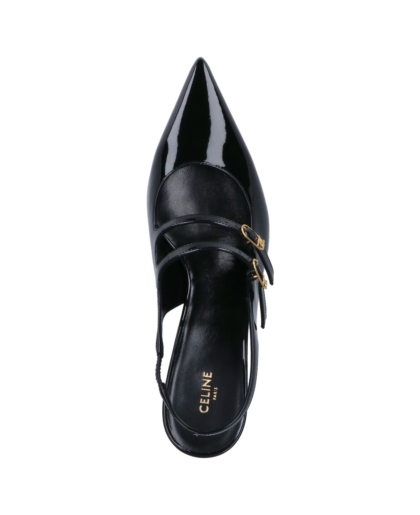 Celine Mary Jane Slingback Pumps - Black